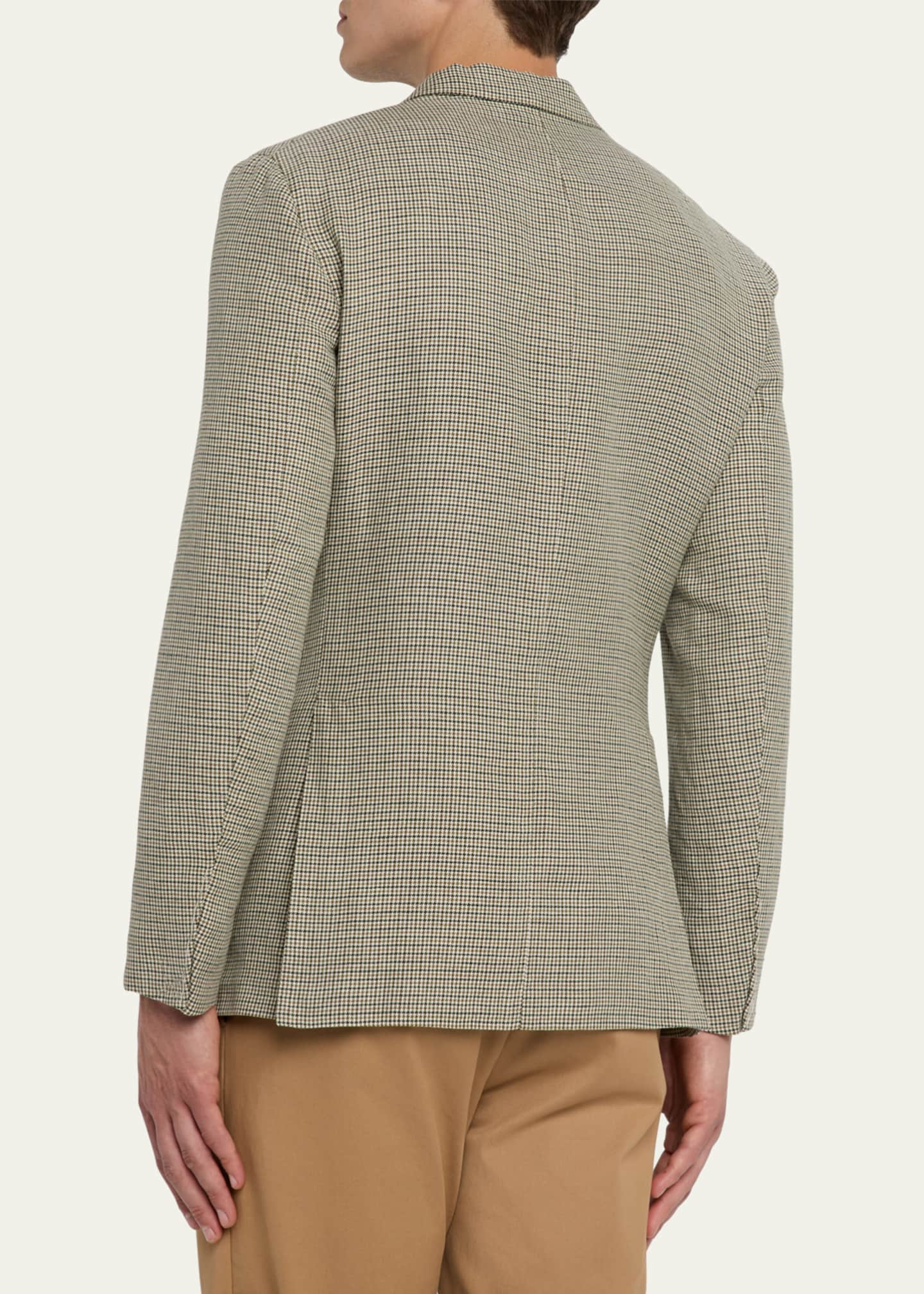 Boglioli Men's Houndstooth Linen-Cotton Jacket Image 3 of 8