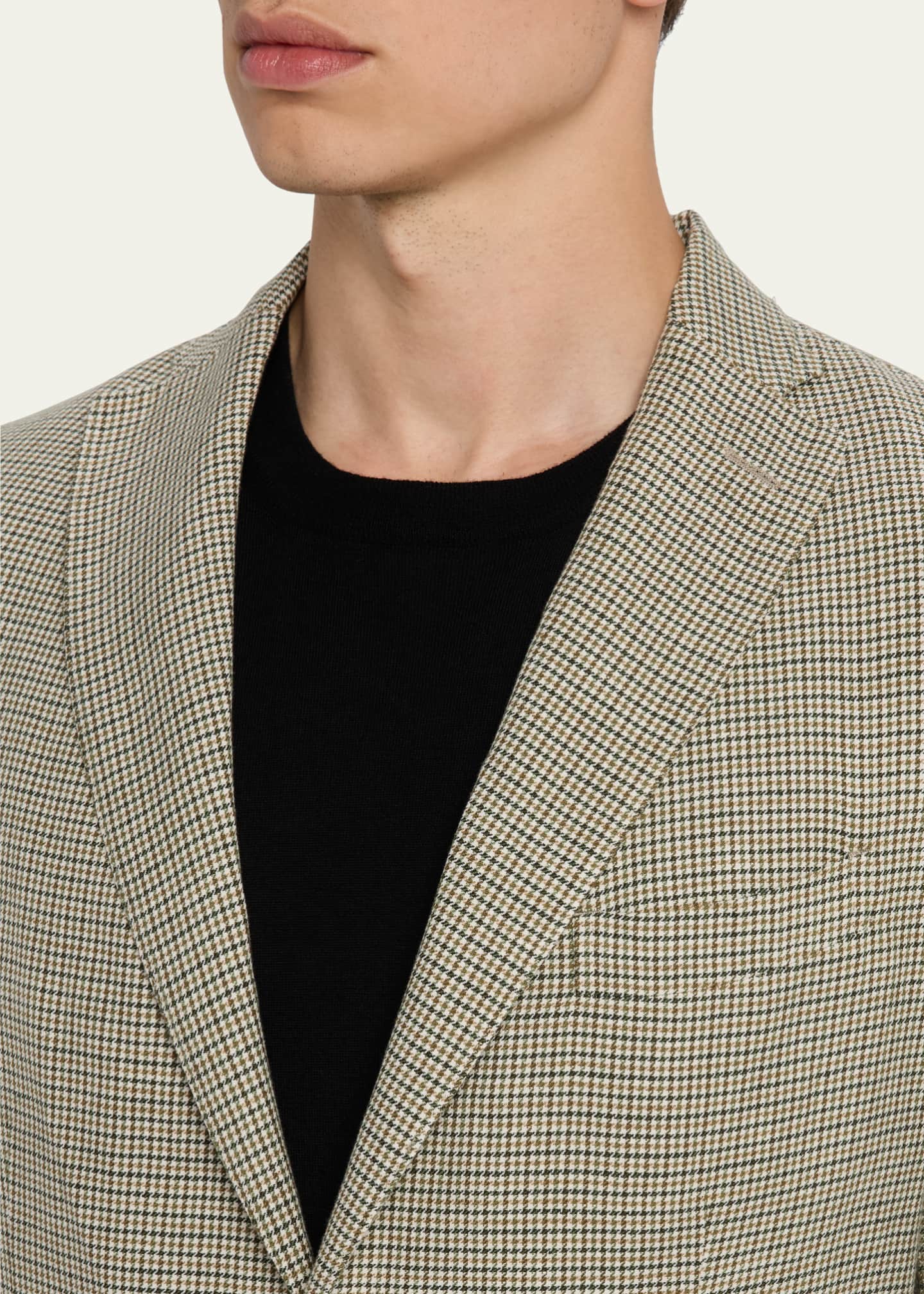 Boglioli Men's Houndstooth Linen-Cotton Jacket Image 5 of 8