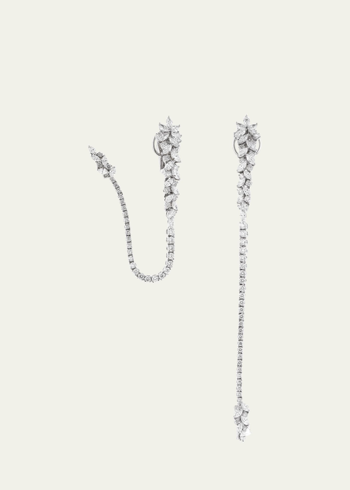 Yeprem "18K White Gold Round Diamond and Marquise Diamond Dangle Earrings