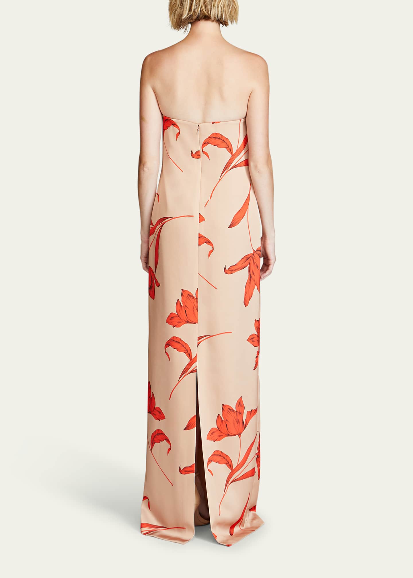 Halston Manuela Strapless Floral-Print Column Gown Image 3 of 3