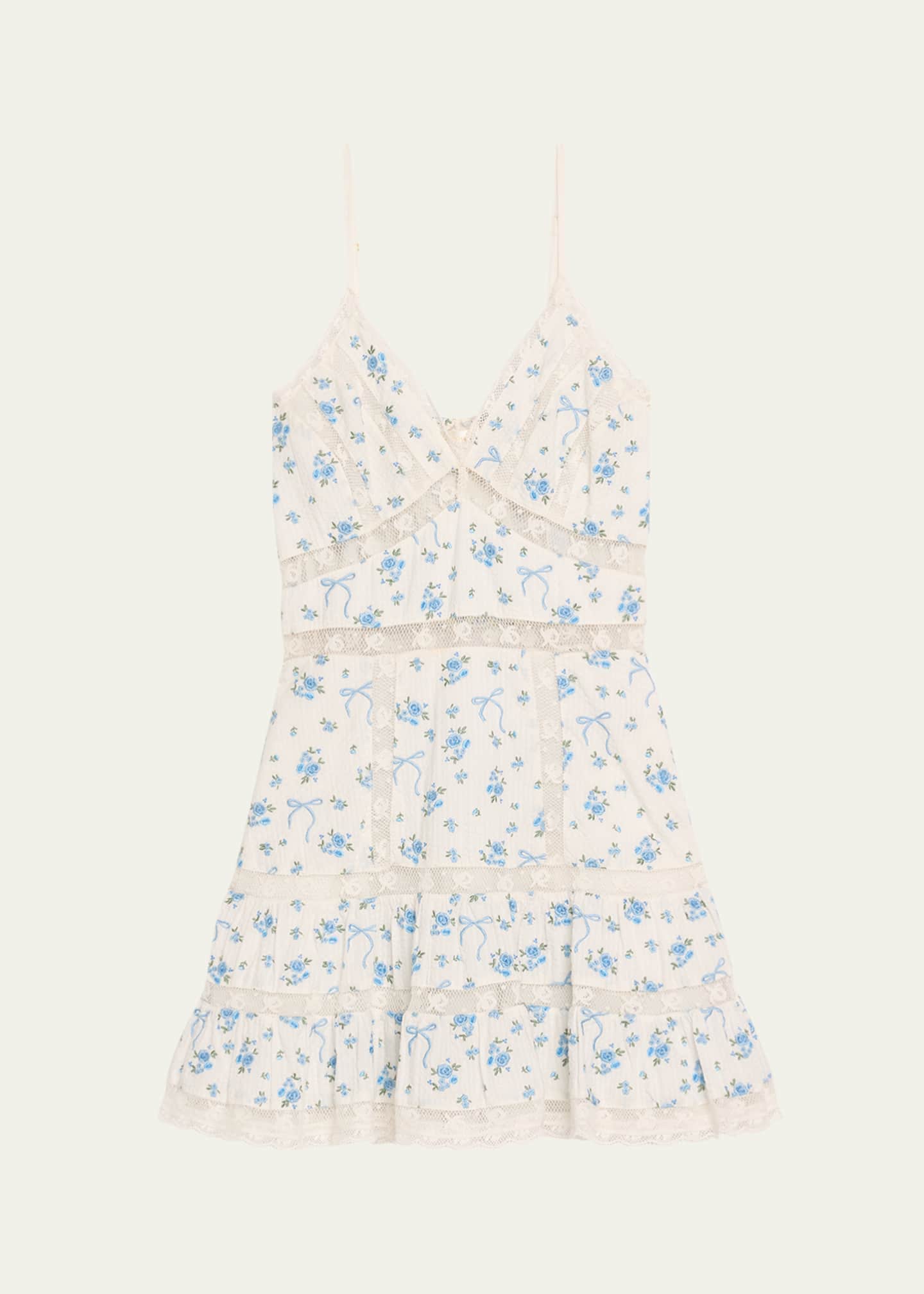 LoveShackFancy Solbina Lace-Trim Mini Dress Image 1 of 5