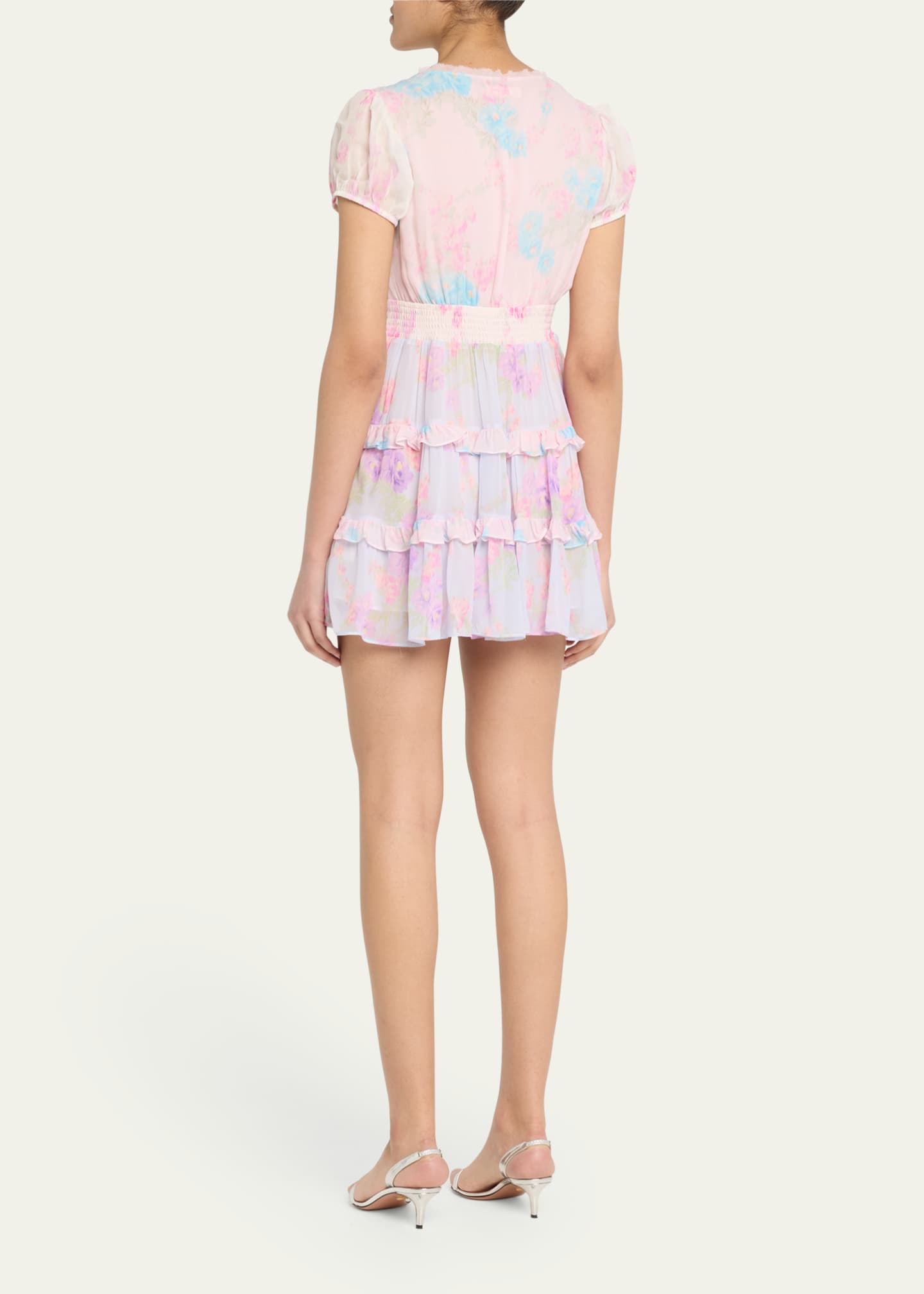 LoveShackFancy Spirea Chiffon Mini Dress Image 3 of 5