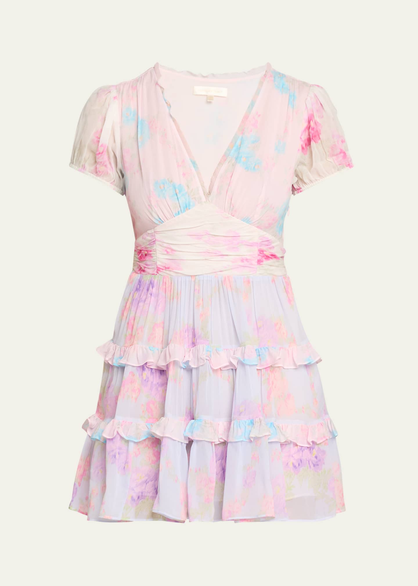 LoveShackFancy Spirea Chiffon Mini Dress Image 1 of 5