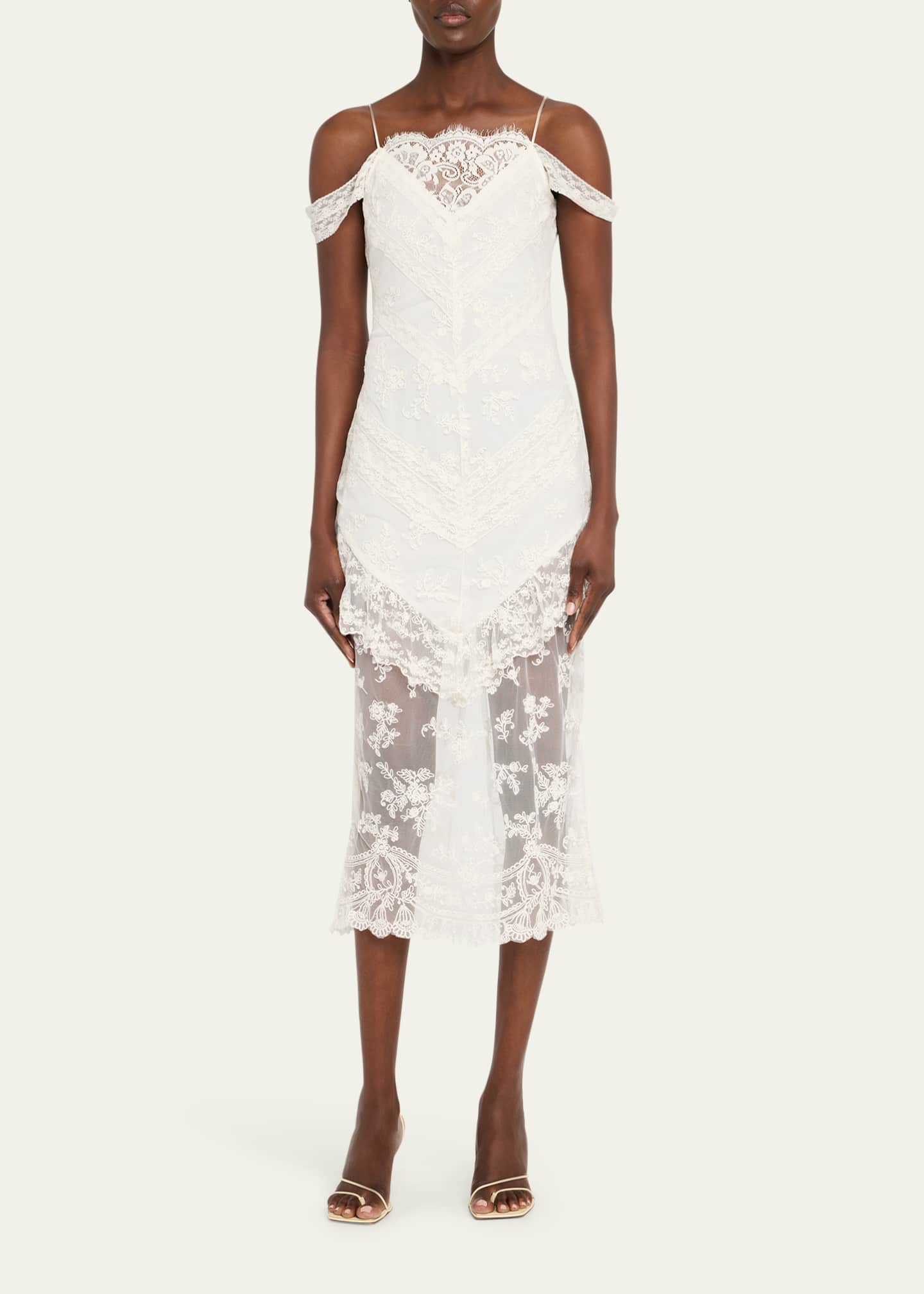LoveShackFancy Riville Lace Off-The-Shoulder Maxi Dress - Bergdorf