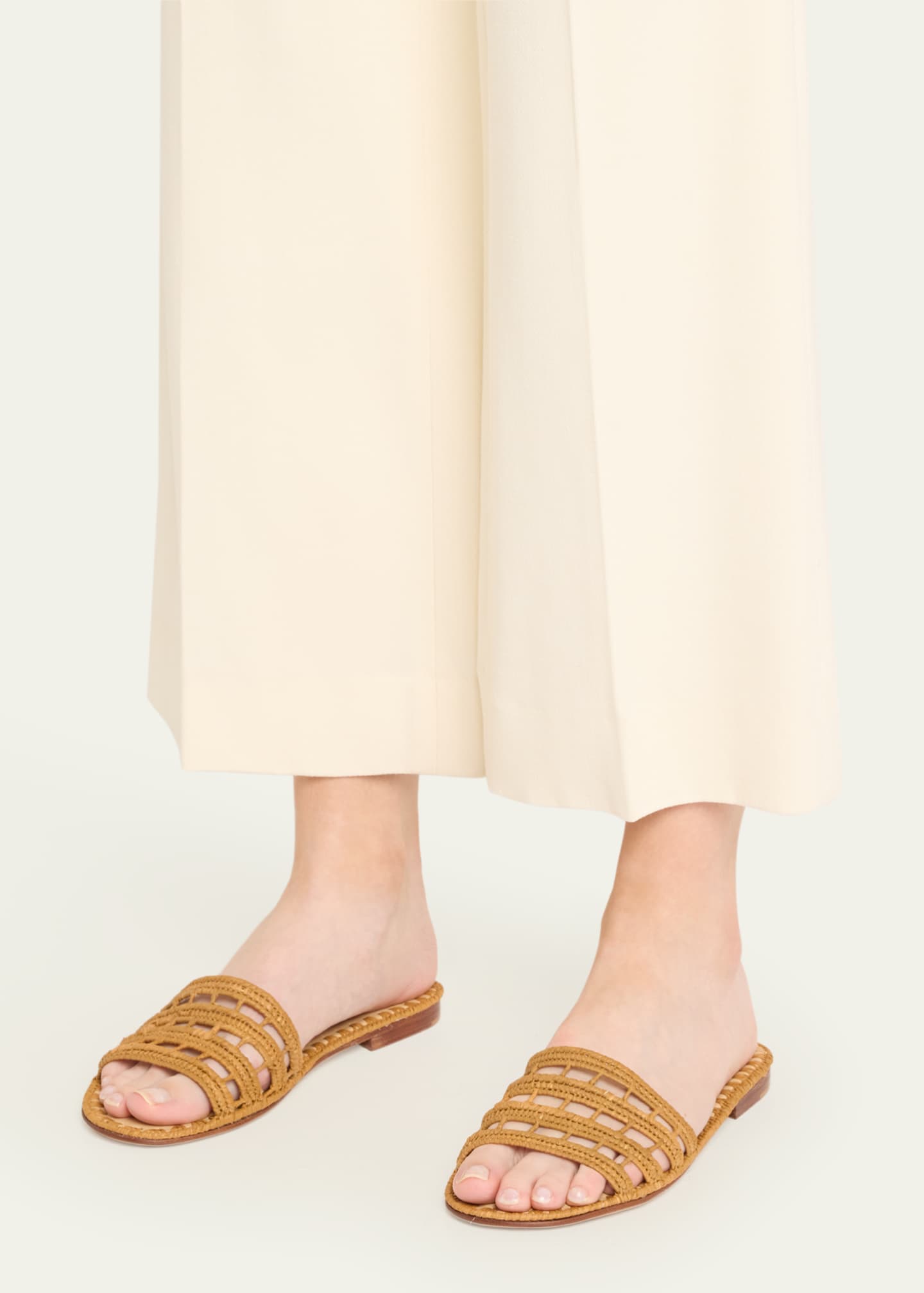 Carrie Forbes Alana Raffia Flat Slide Sandals Image 2 of 6