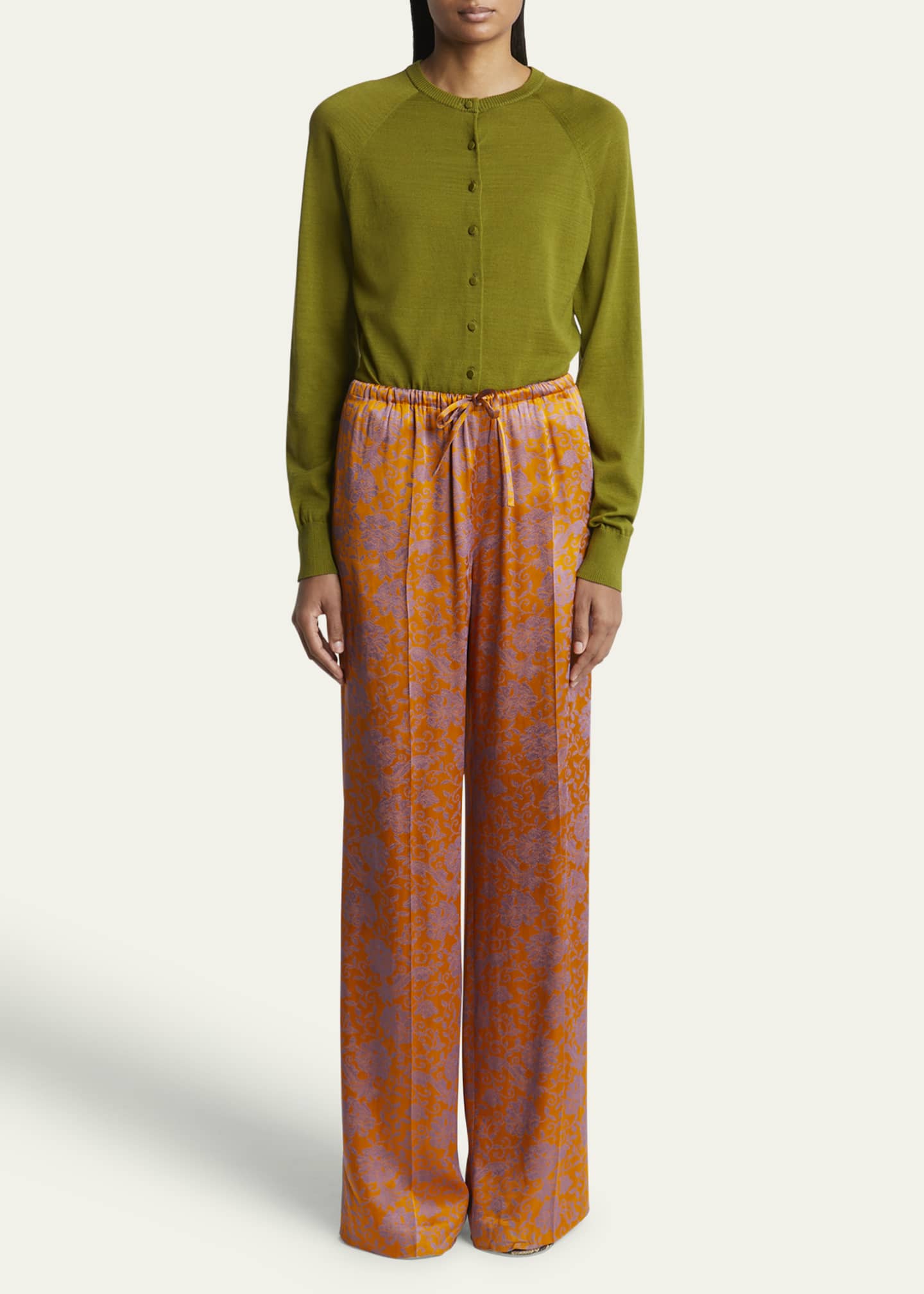 Puvis Long Floral Drawstring Pants