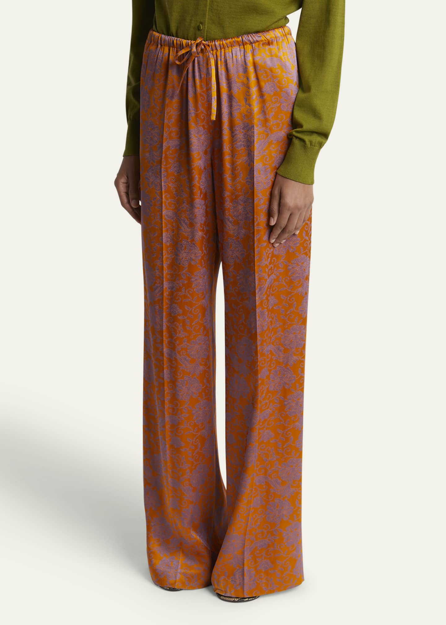 Puvis Long Floral Drawstring Pants