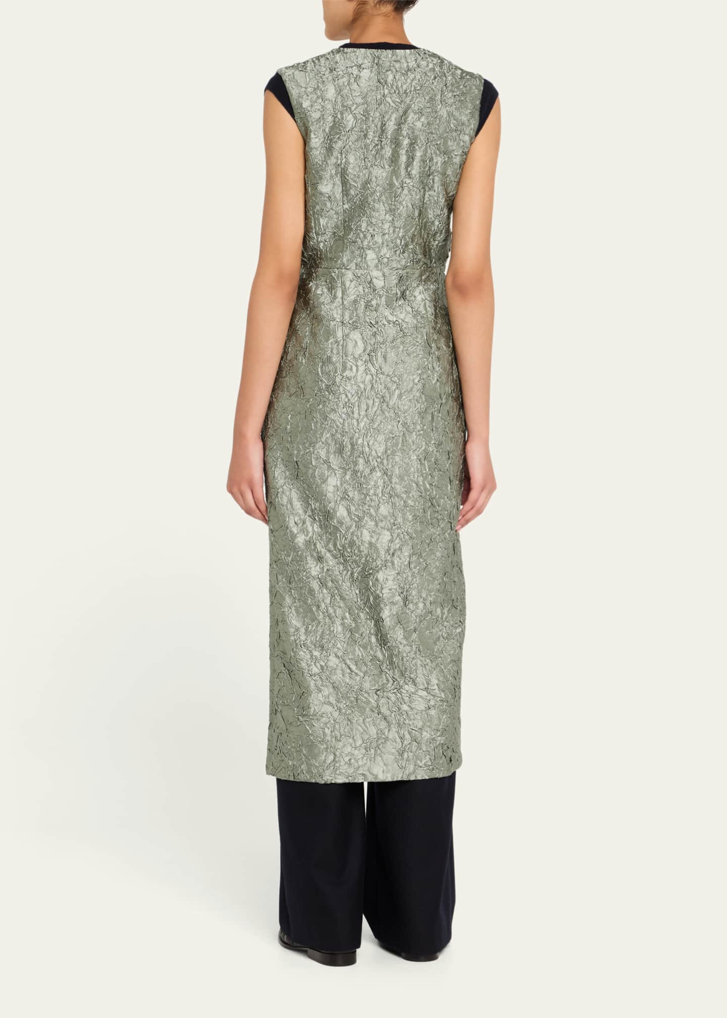 Dries Van Noten Romina Crinkle Sleeveless Long Coat Image 3 of 5