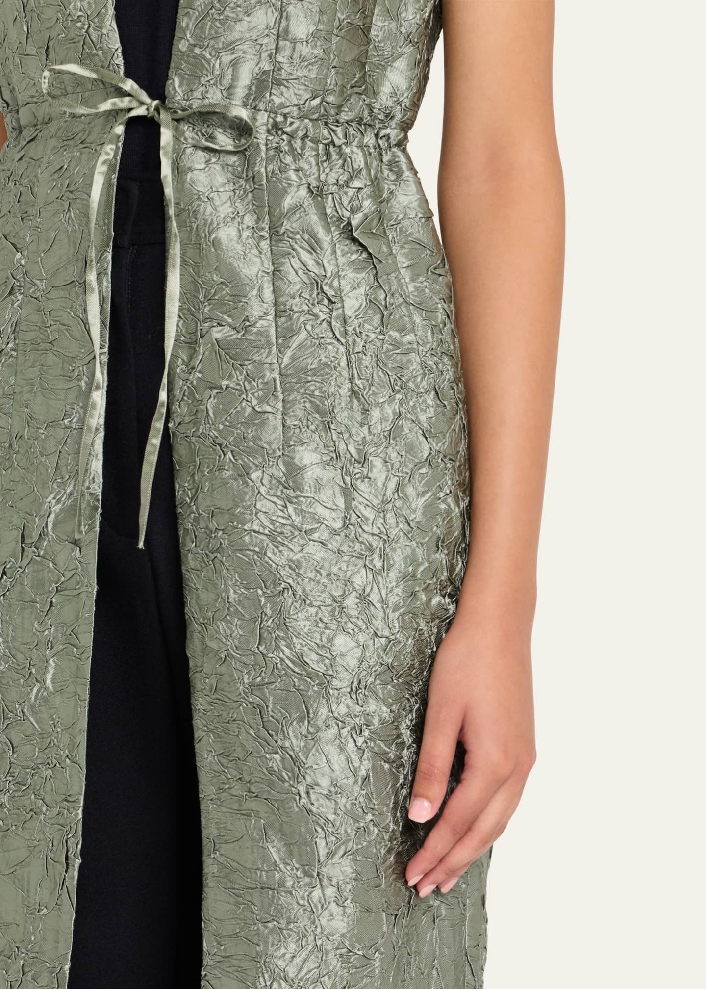Dries Van Noten Romina Crinkle Sleeveless Long Coat Image 5 of 5