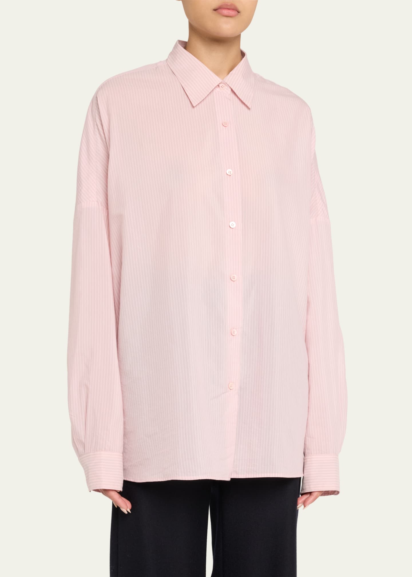Dries Van Noten Casia Striped Oversized Button-Down Shirt