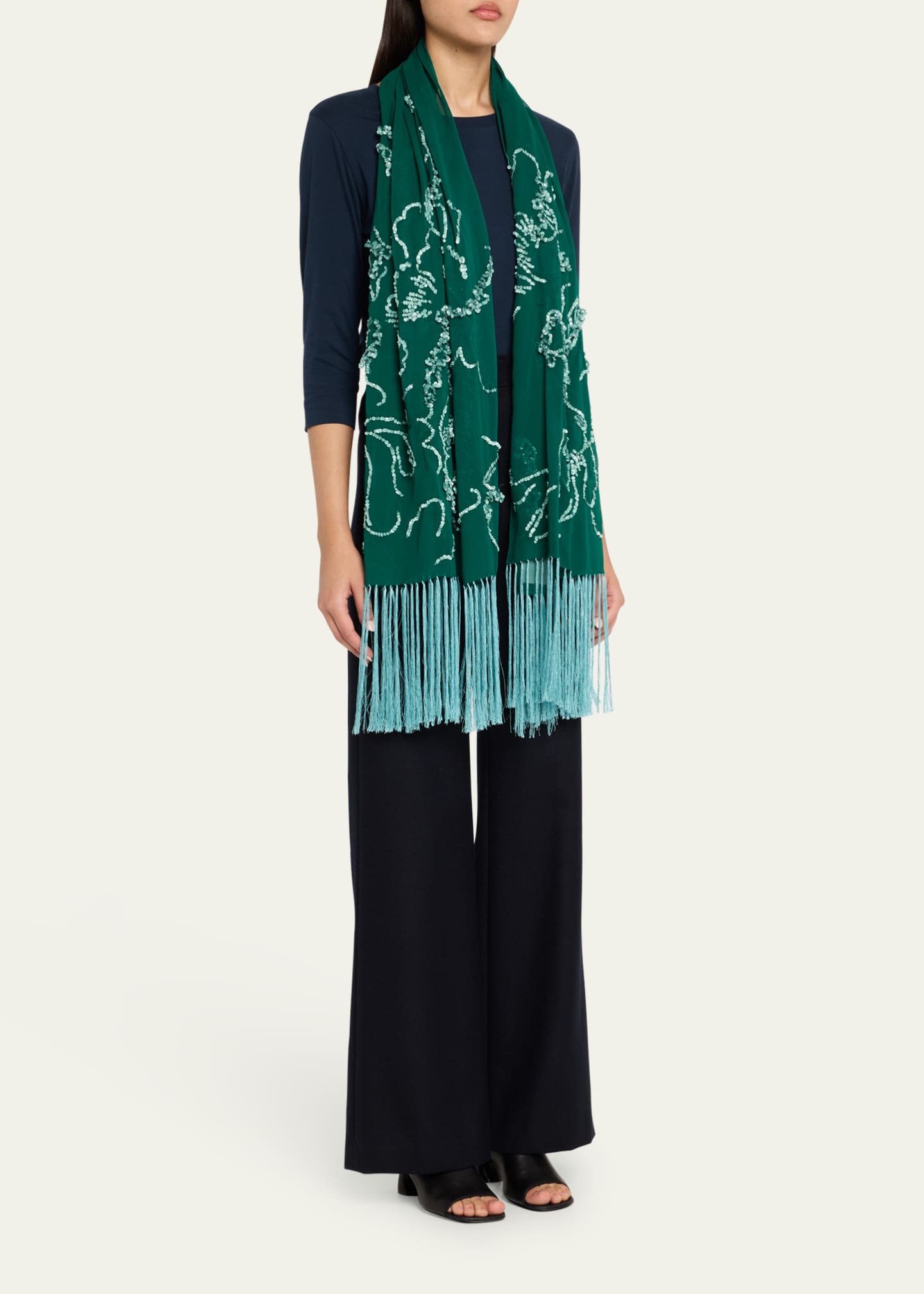 Dries Van Noten Felicia Sequined Fringe Scarf Image 2 of 4