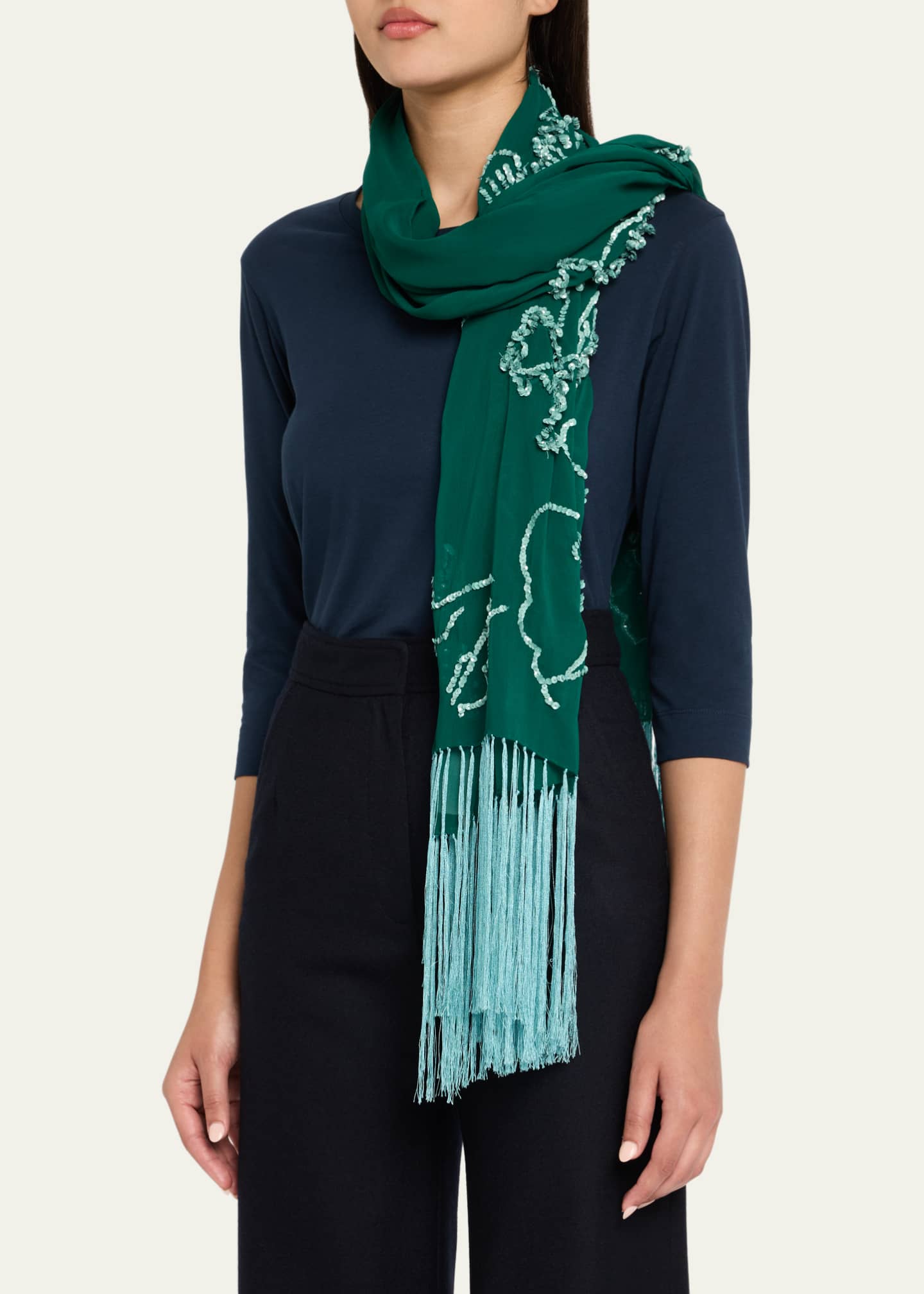 Dries Van Noten Felicia Sequined Fringe Scarf Image 3 of 4