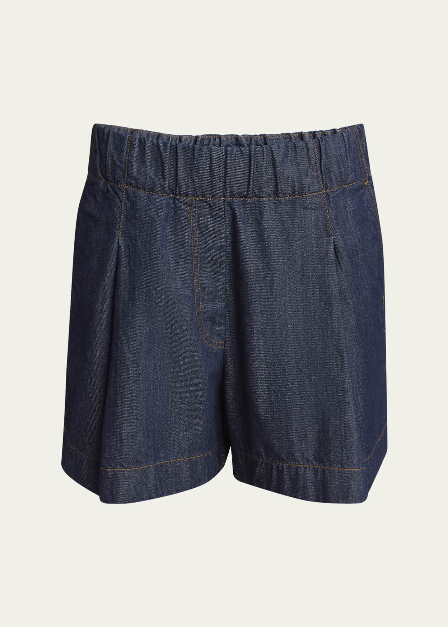 Pila Elastic Waistband Denim Shorts - Thumbnail 1