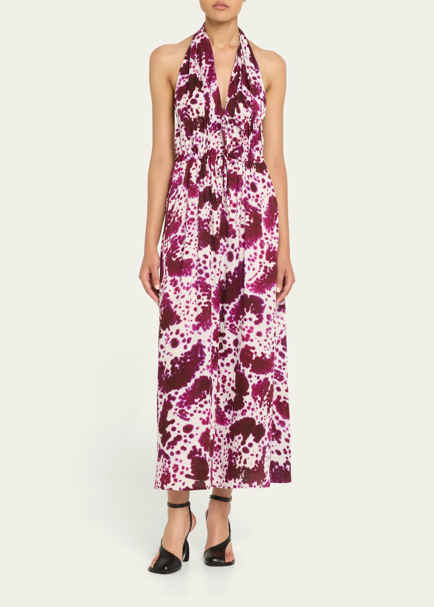 Deana Tiered-Drawstring Halter Ankle Dress