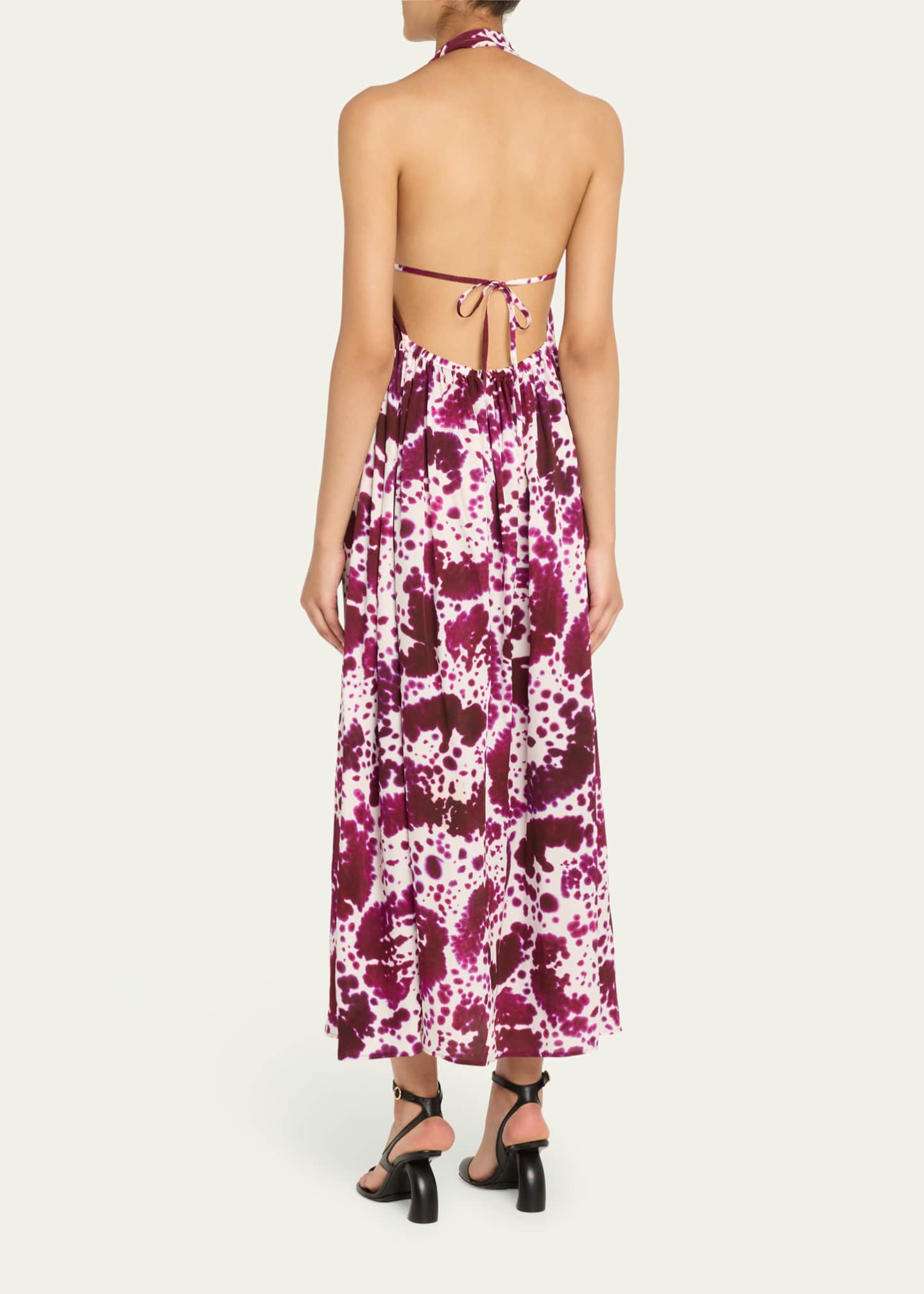 Deana Tiered-Drawstring Halter Ankle Dress