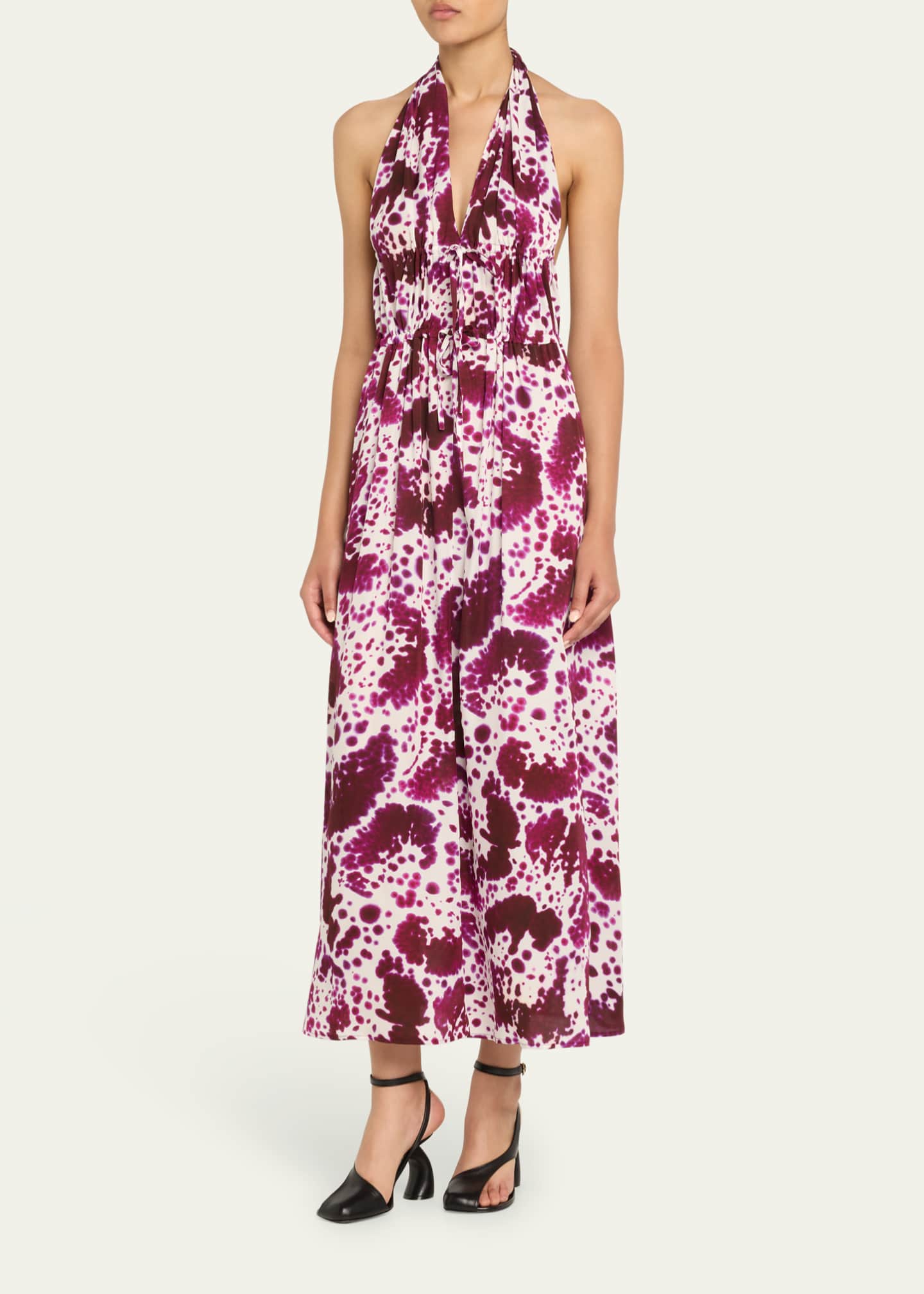 Deana Tiered-Drawstring Halter Ankle Dress