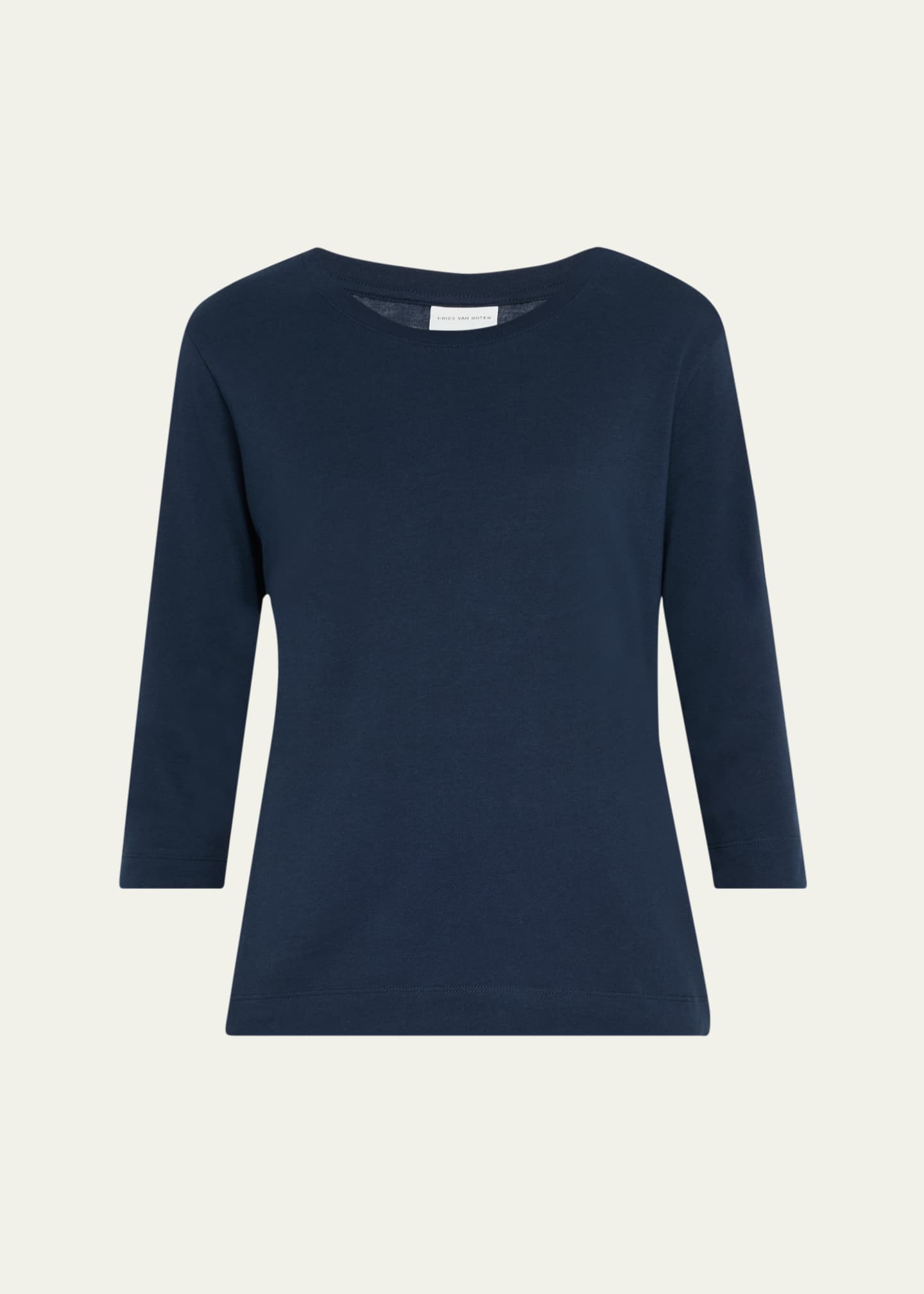 Dries Van Noten Hefiz Three Quarter Sleeve Cotton T-Shirt Image 1 of 5