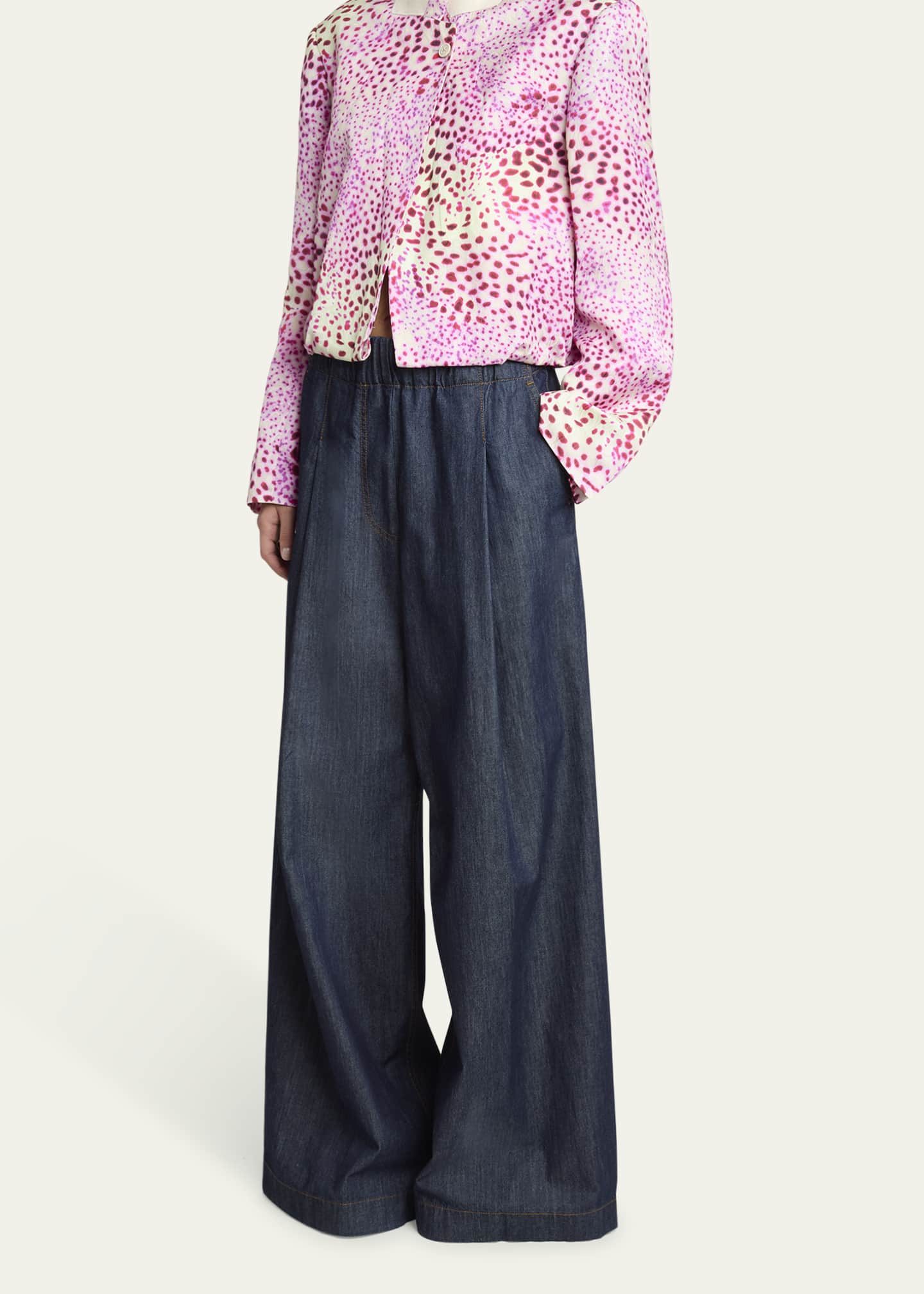 Dries Van Noten Pila Denim Wide Leg Pants Image 4 of 5