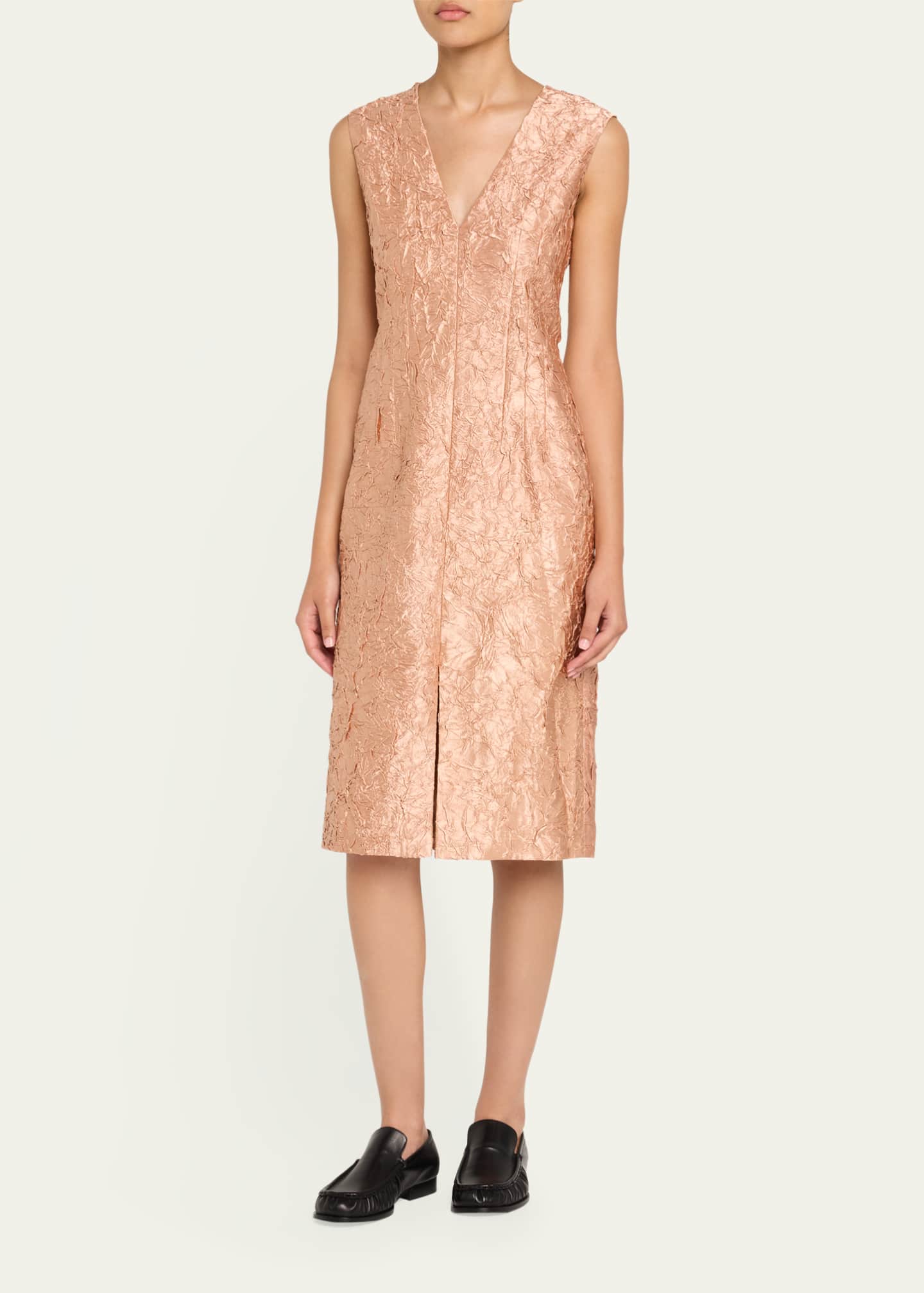 【送料&関税込】Dries Van Noten V-neck Crinkle Effect Dress Dries Van Noten Delina Patchwork Crinkle Dress | Neiman Marcus
