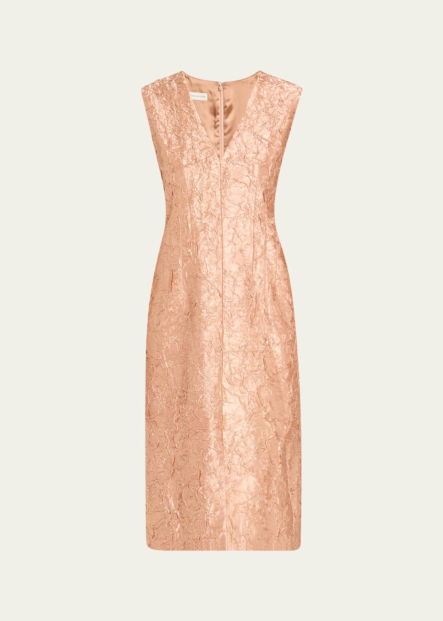 Dries Van Noten Delina Sleeveless Crinkle Jacquard Dress