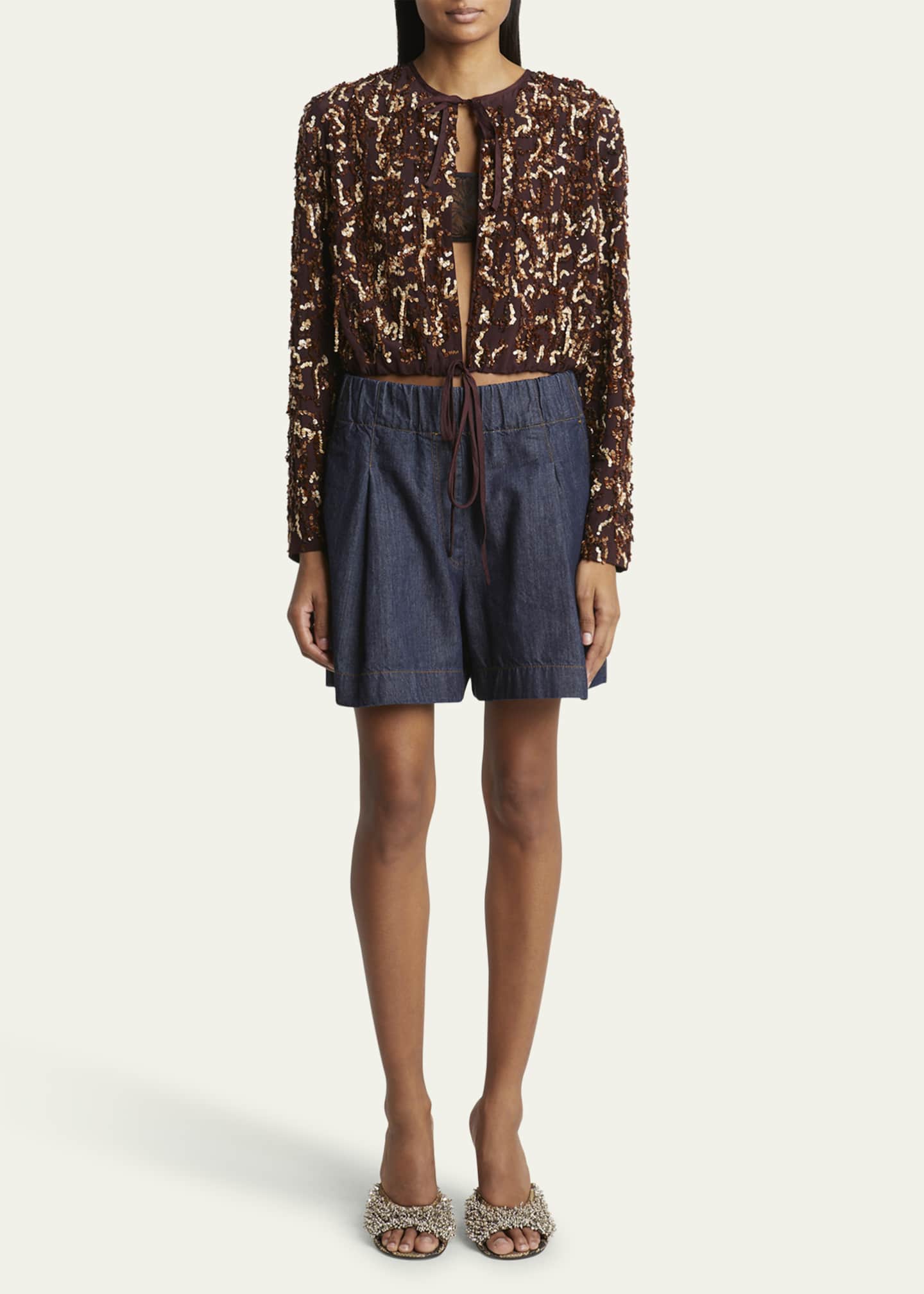 Dries Van Noten Vianos Sequined Self-Tie Jacket Image 2 of 5