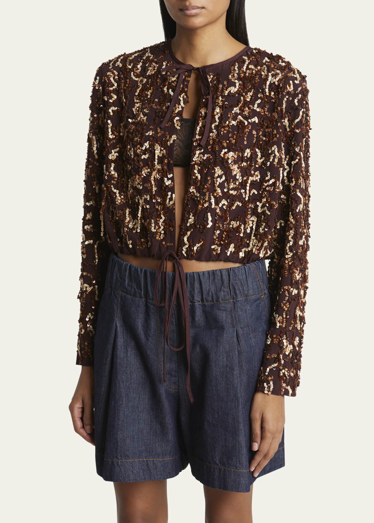 Dries Van Noten Vianos Sequined Self-Tie Jacket Image 4 of 5