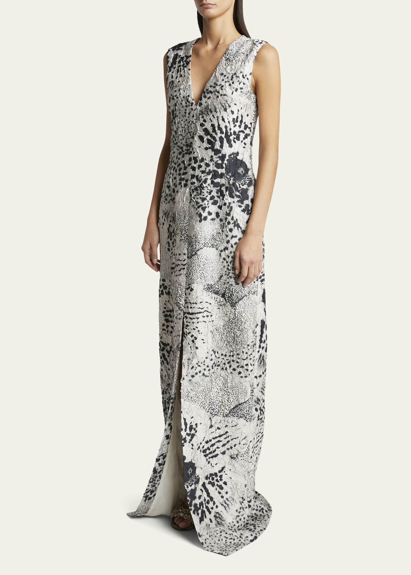 dries van noten evening dress Dries Van Noten Dalista Paint Stroke Embellished Gown