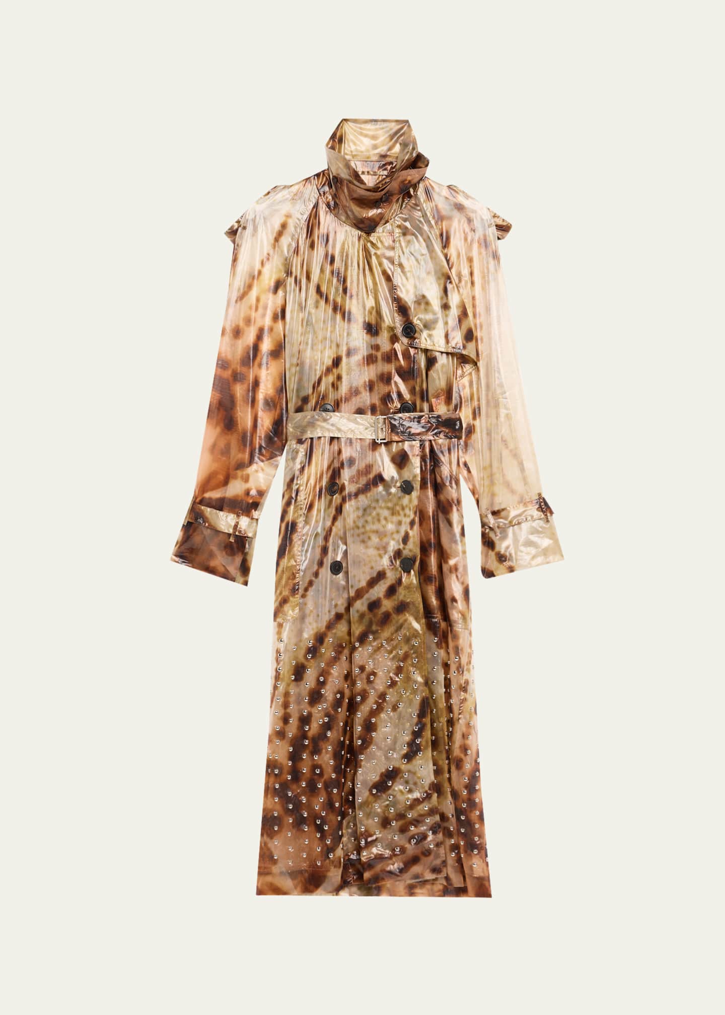 VIP【送料関税込】DRIES VAN NOTEN RISTO PRINTED TRENCH COAT Dries Van Noten Risto Abstract-Print Belted Trench Coat