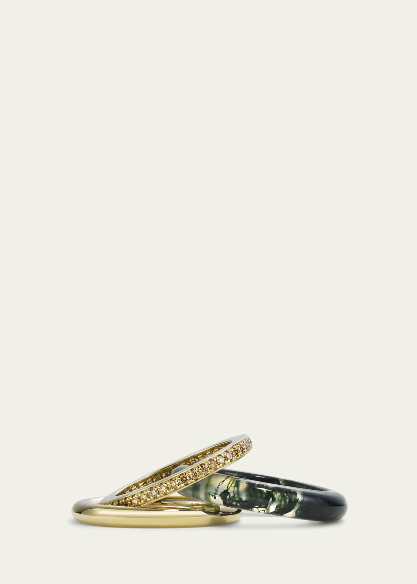 By Pariah Slim Ring Stack, Moss Agate Image 2 of 2