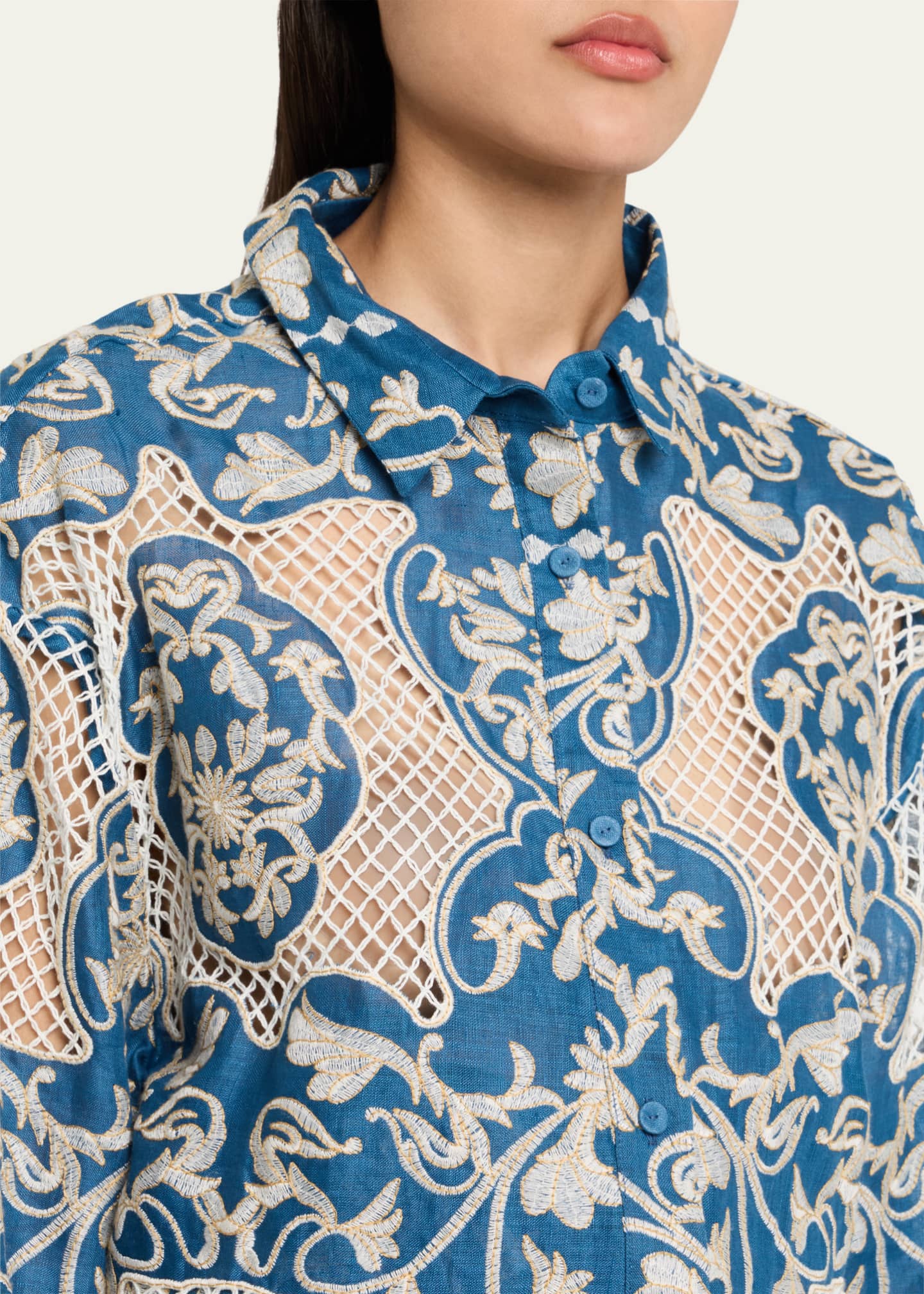 Agua by Agua Bendita Cecilia Ribbons Button-Front Shirt Image 5 of 5