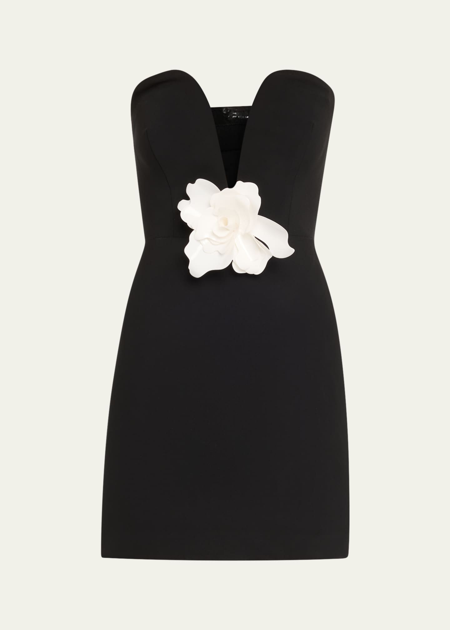 Halston Anabelle Strapless Plunge Crepe Mini Dress Image 1 of 5