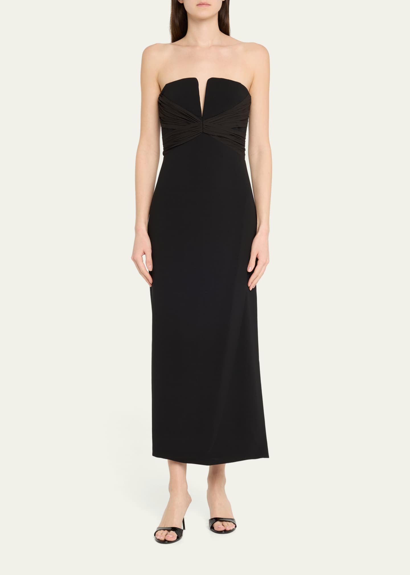 Halston Marguerite Strapless Plunge Midi Dress Image 2 of 5