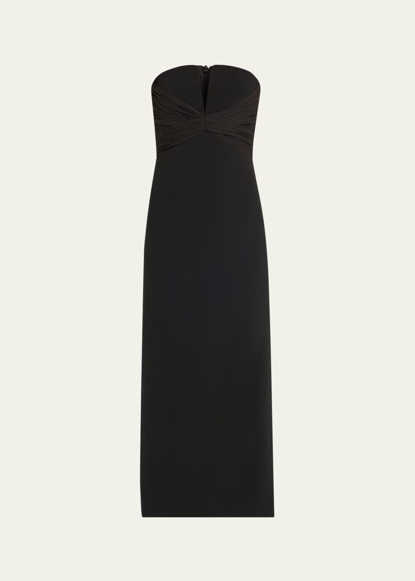 Halston Marguerite Strapless Plunge Midi Dress Image 1 of 5