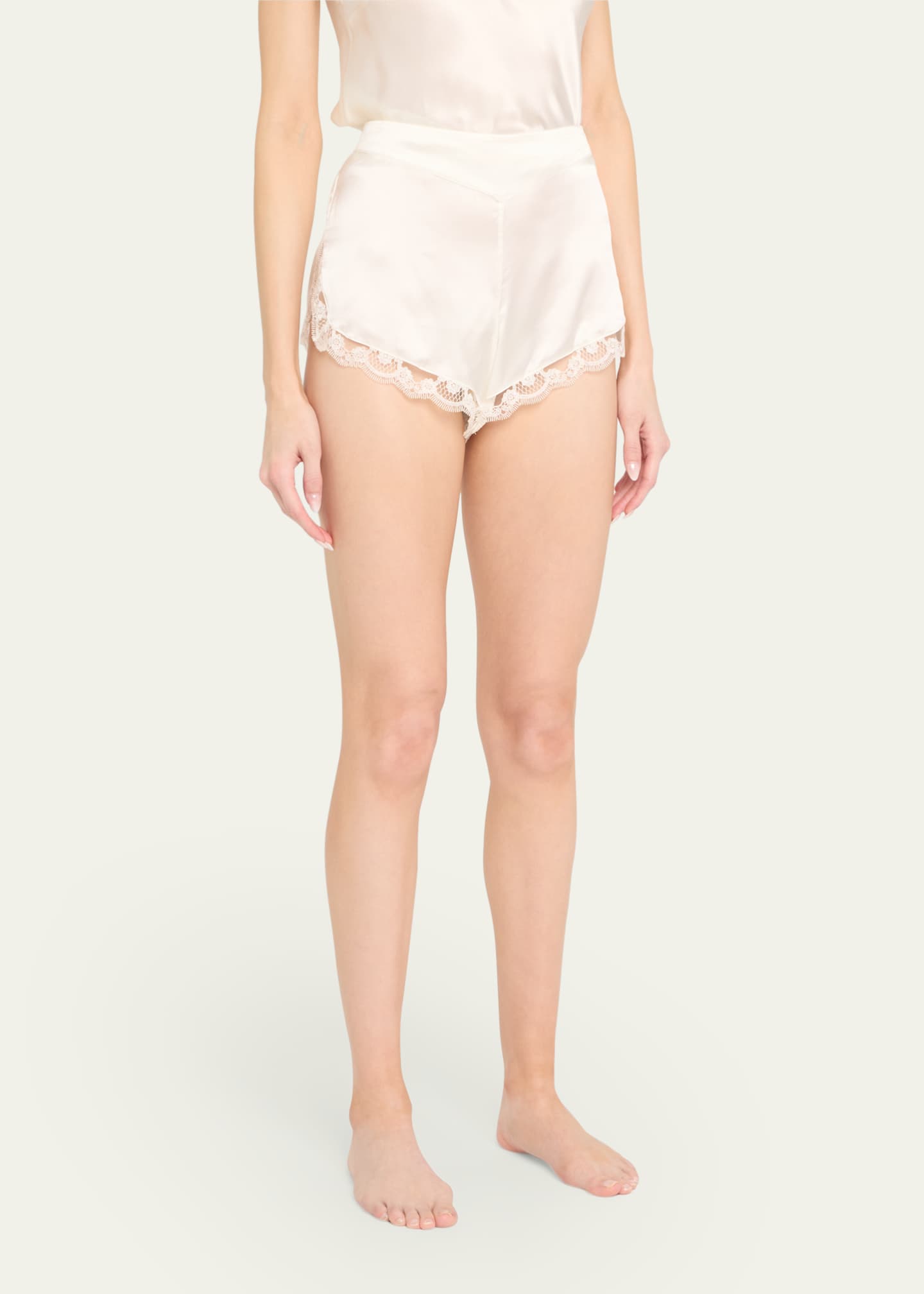 Simone Perele Love Me Lace-Trim Silk Sleep Shorts Image 4 of 5