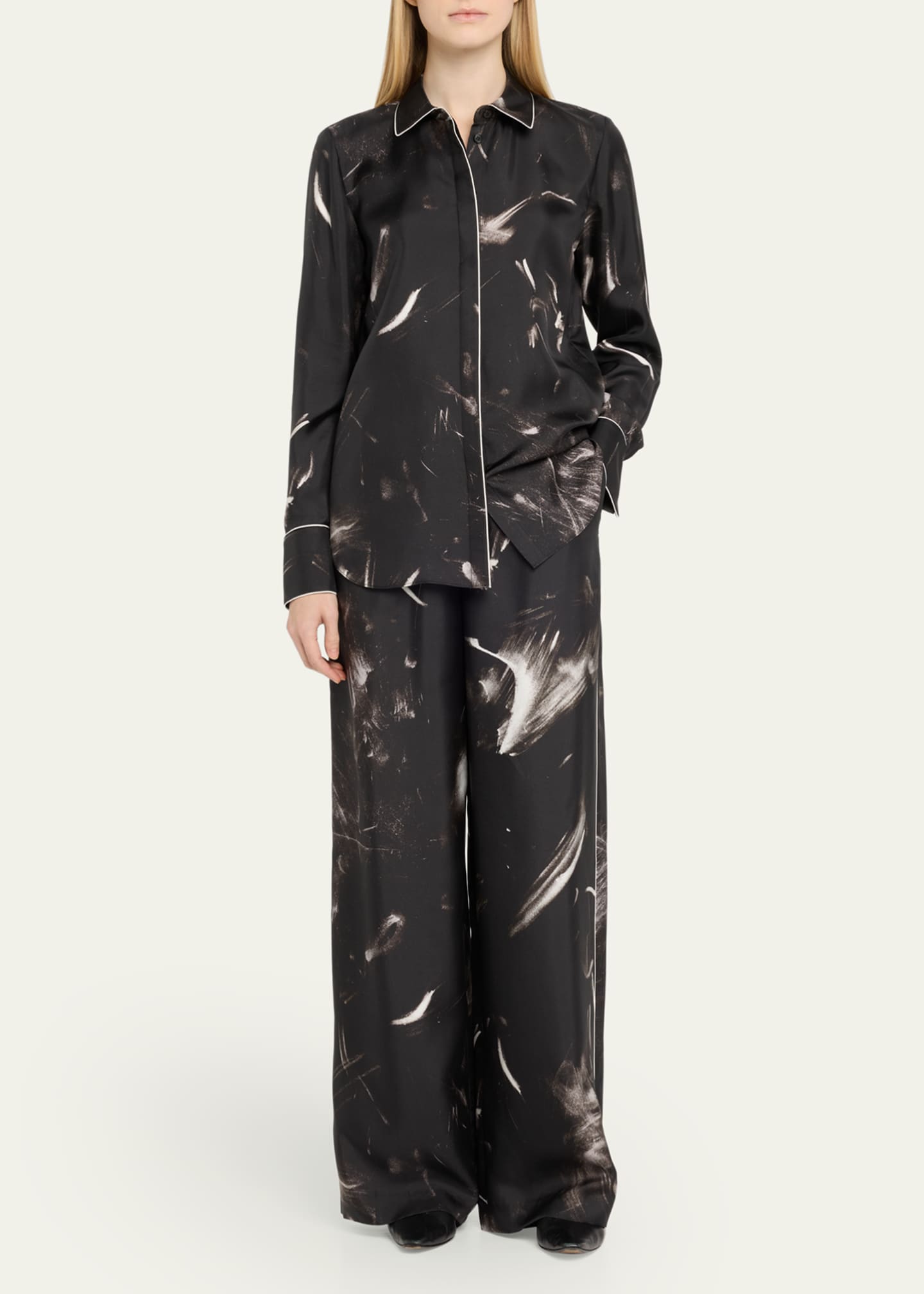 Lafayette 148 New York Riverside Wide-Leg Silk Pants Image 2 of 5