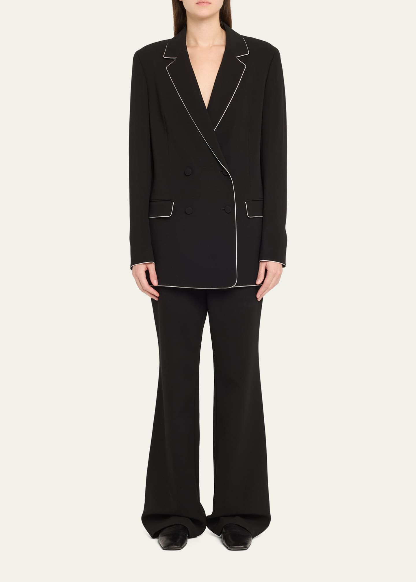 Lafayette 148 New York Saint Marks Flared Contrast-Trim Pants Image 2 of 5