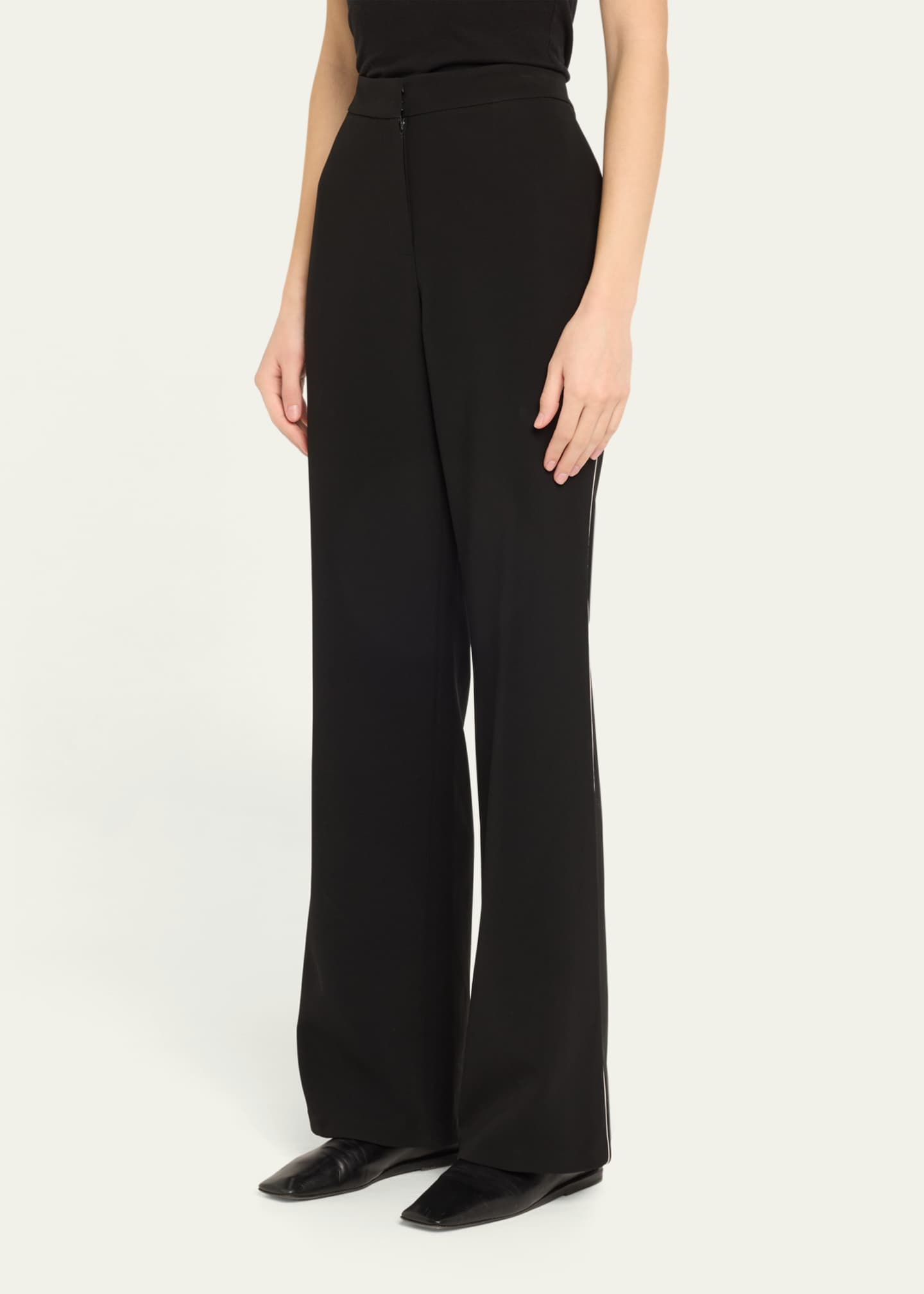 Lafayette 148 New York Saint Marks Flared Contrast-Trim Pants Image 4 of 5