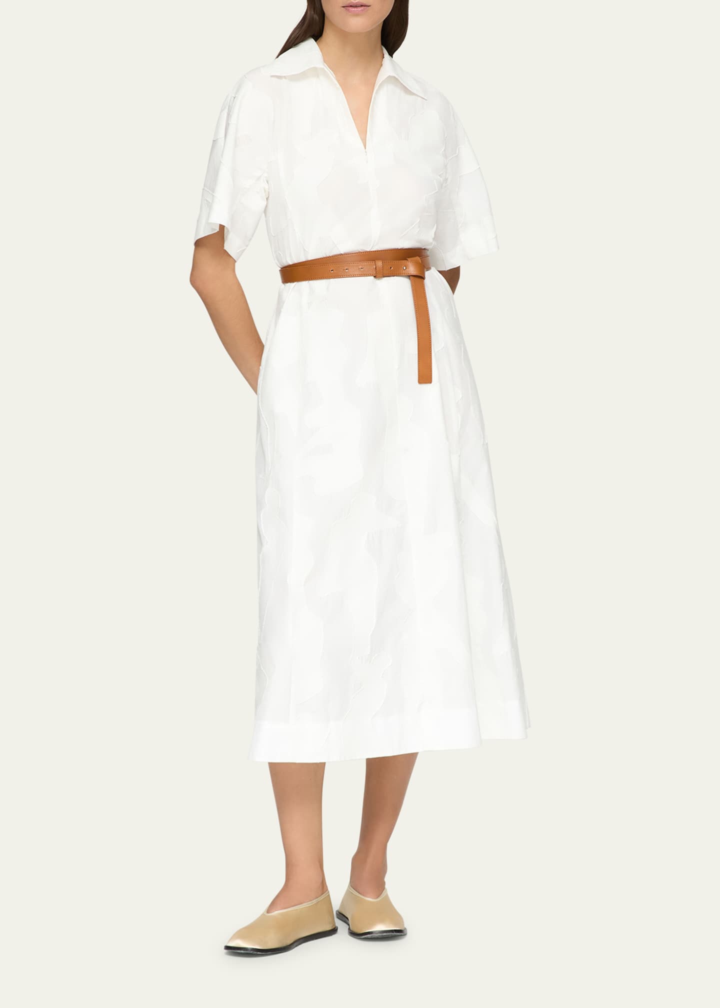 Lafayette 148 New York Belted Fil Coupe Midi Dress Image 2 of 4