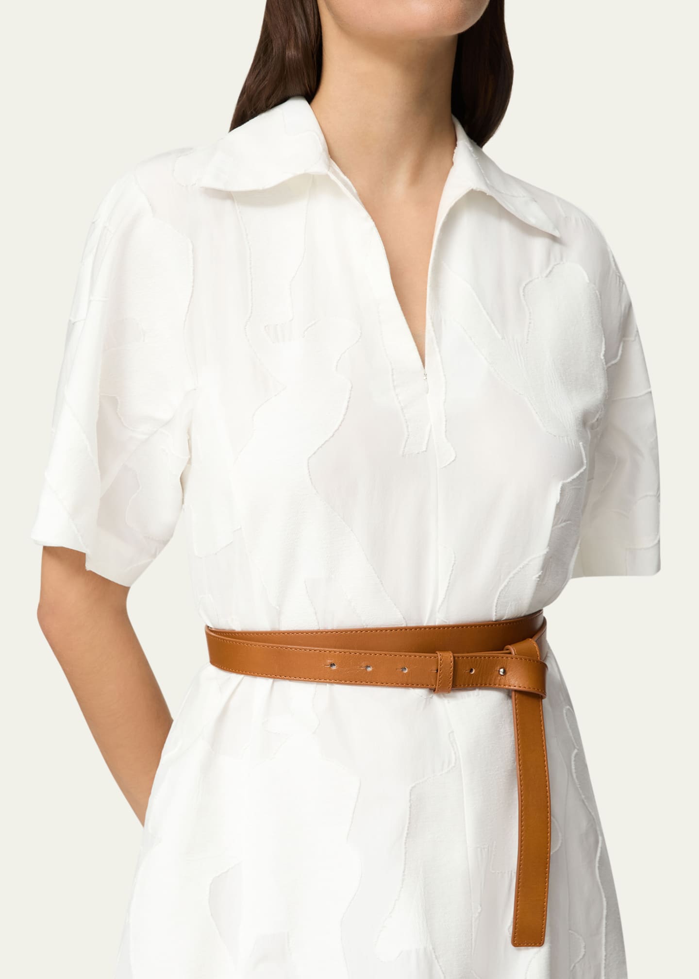 Lafayette 148 New York Belted Fil Coupe Midi Dress Image 4 of 4