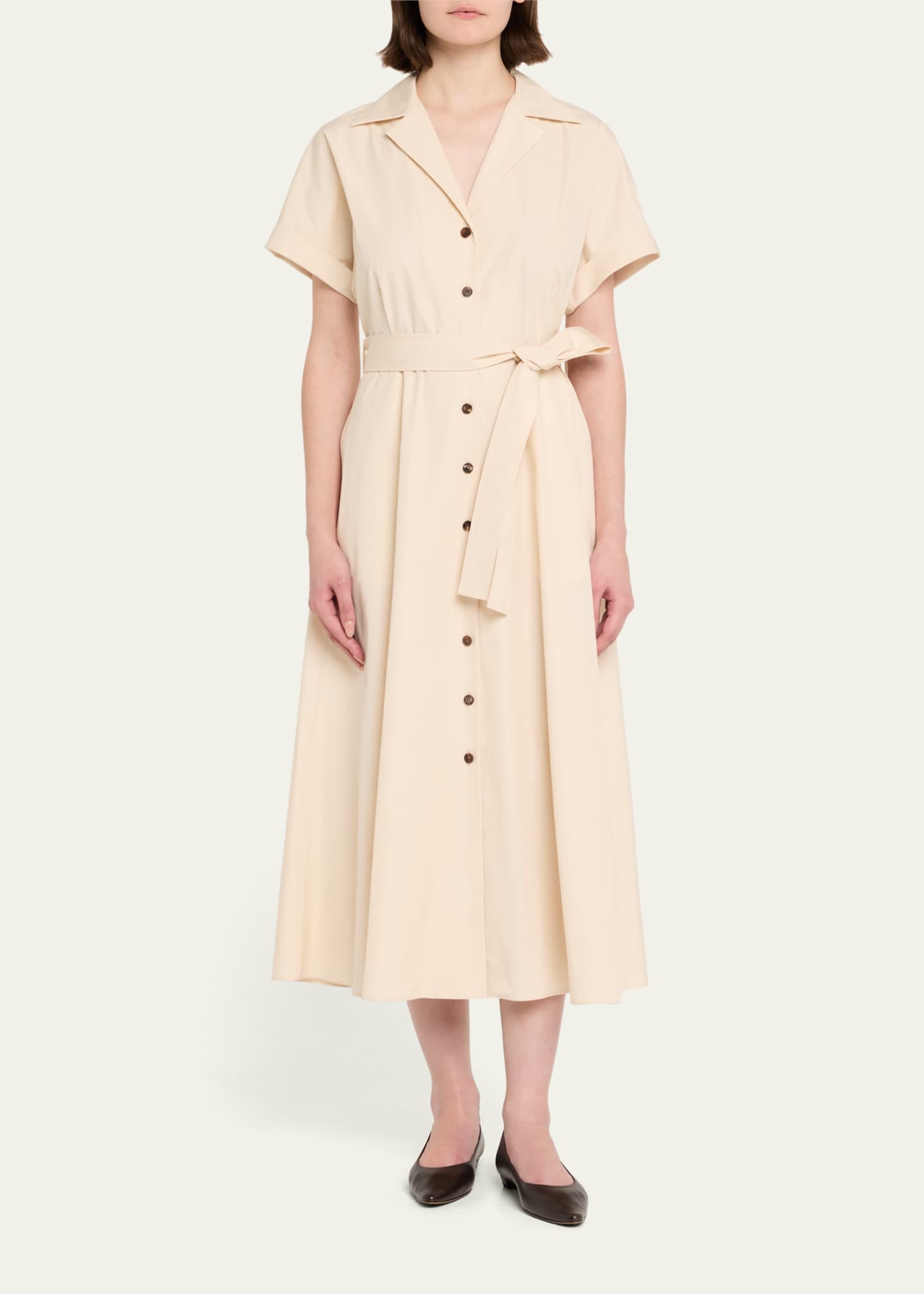 Lafayette 148 New York Belted A-Line Cotton Midi Shirtdress Image 2 of 5