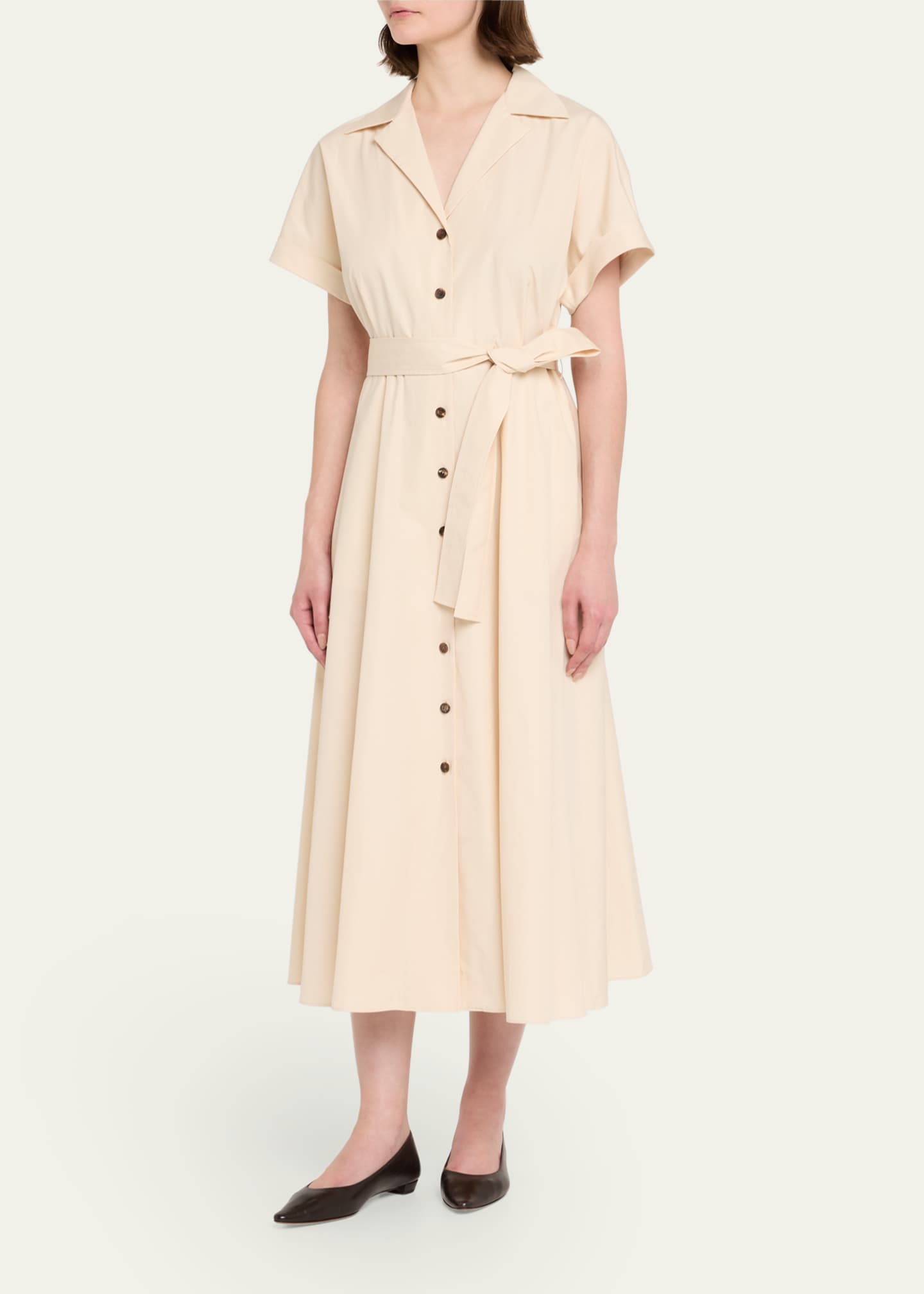 Lafayette 148 New York Belted A-Line Cotton Midi Shirtdress Image 4 of 5