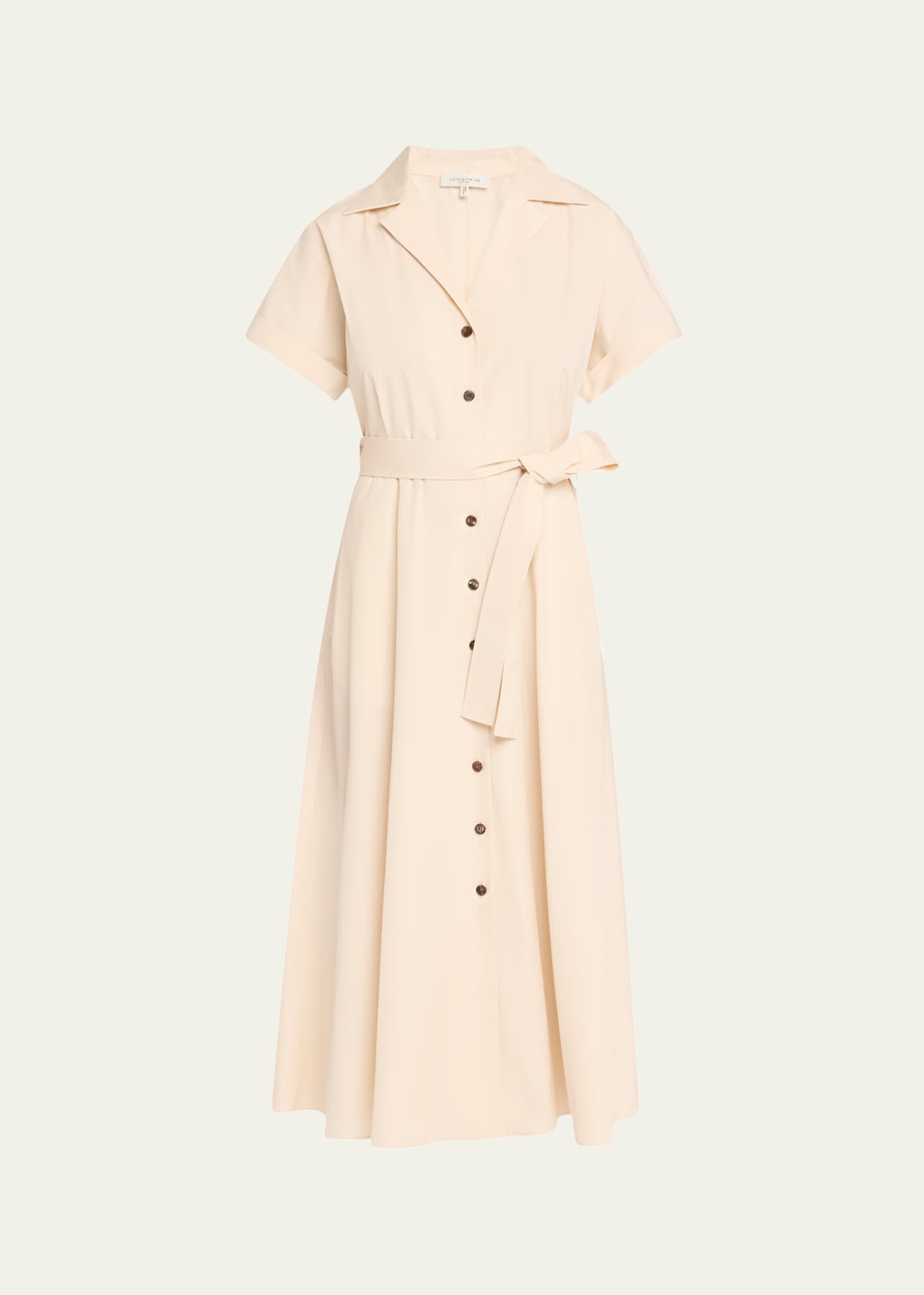 Lafayette 148 New York Belted A-Line Cotton Midi Shirtdress Image 1 of 5