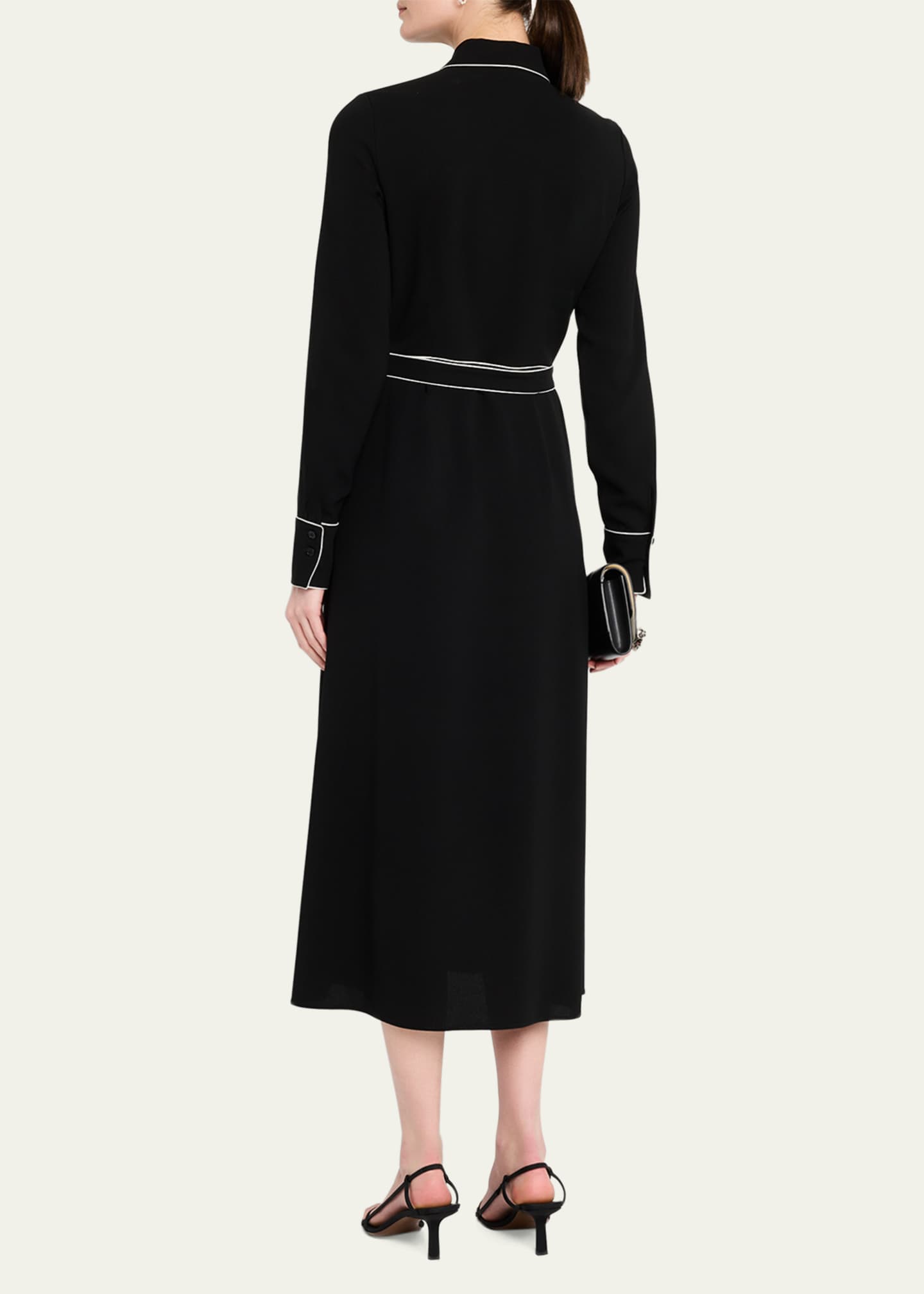 Lafayette 148 New York Piped A-Line Midi Shirtdress Image 3 of 5