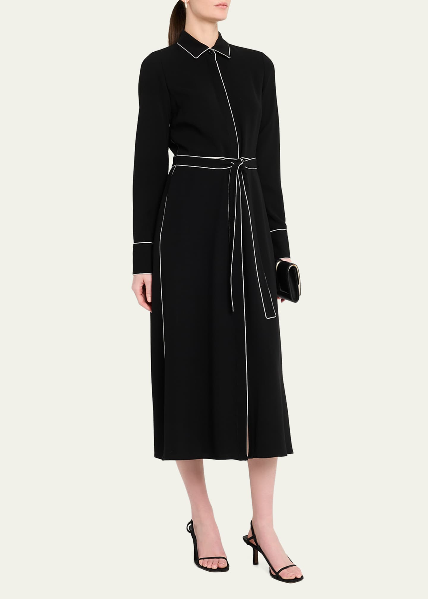 Lafayette 148 New York Piped A-Line Midi Shirtdress Image 4 of 5