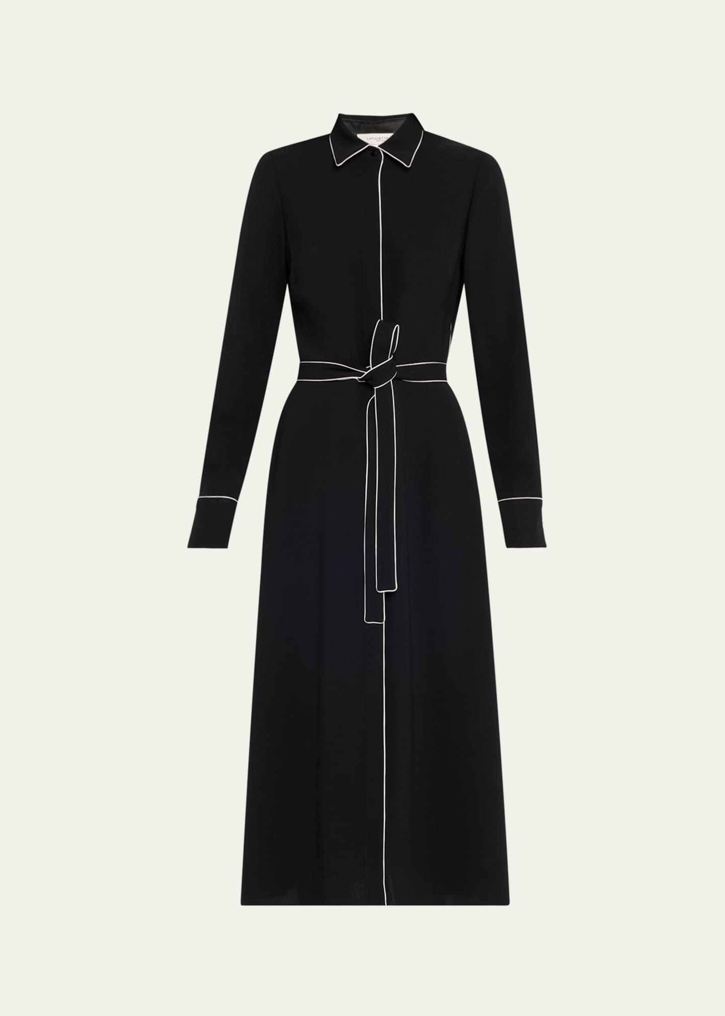Lafayette 148 New York Piped A-Line Midi Shirtdress Image 1 of 5