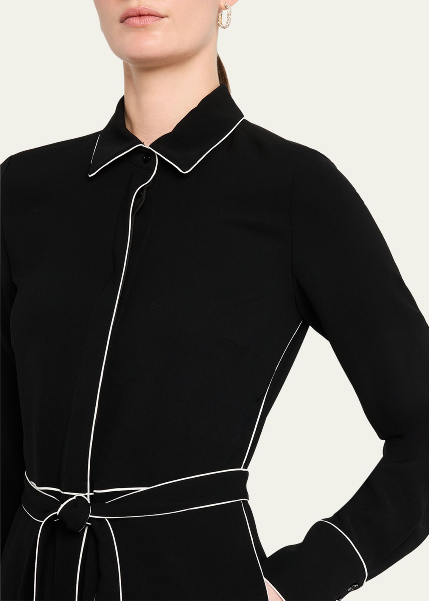 Lafayette 148 New York Piped A-Line Midi Shirtdress Image 5 of 5