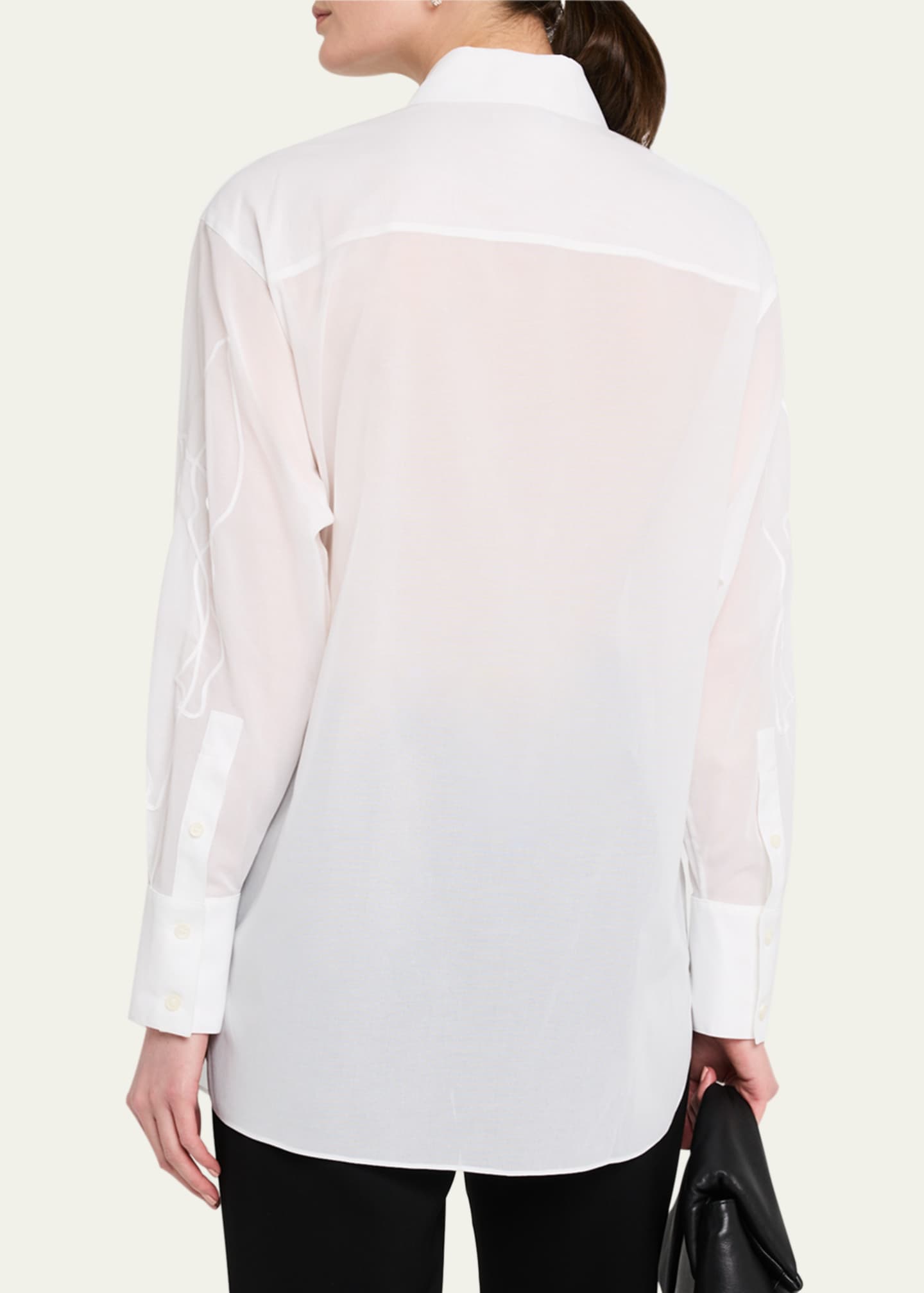 Lafayette 148 New York Embroidered Sheer Oversized Shirt Image 3 of 5