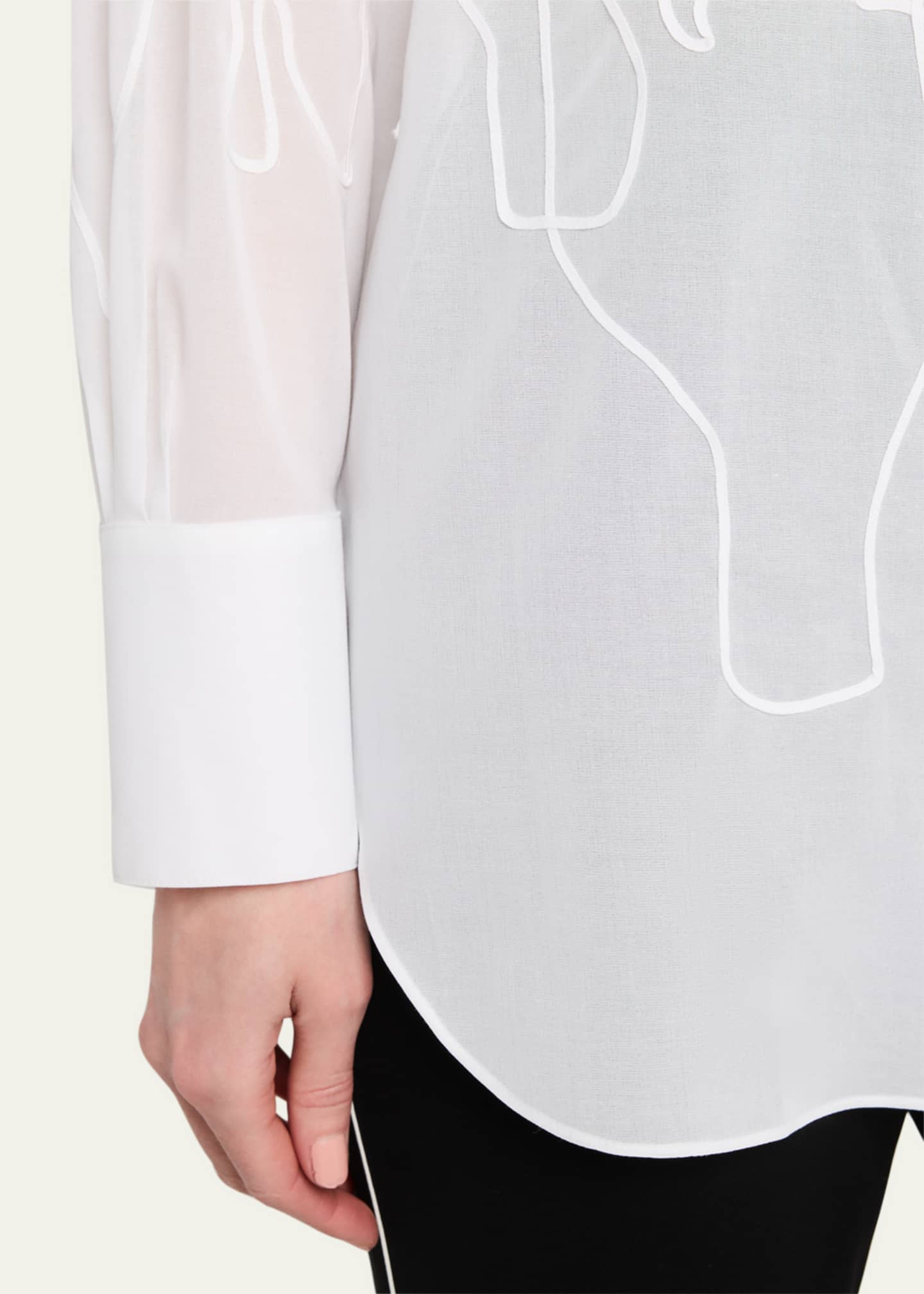 Lafayette 148 New York Embroidered Sheer Oversized Shirt Image 5 of 5