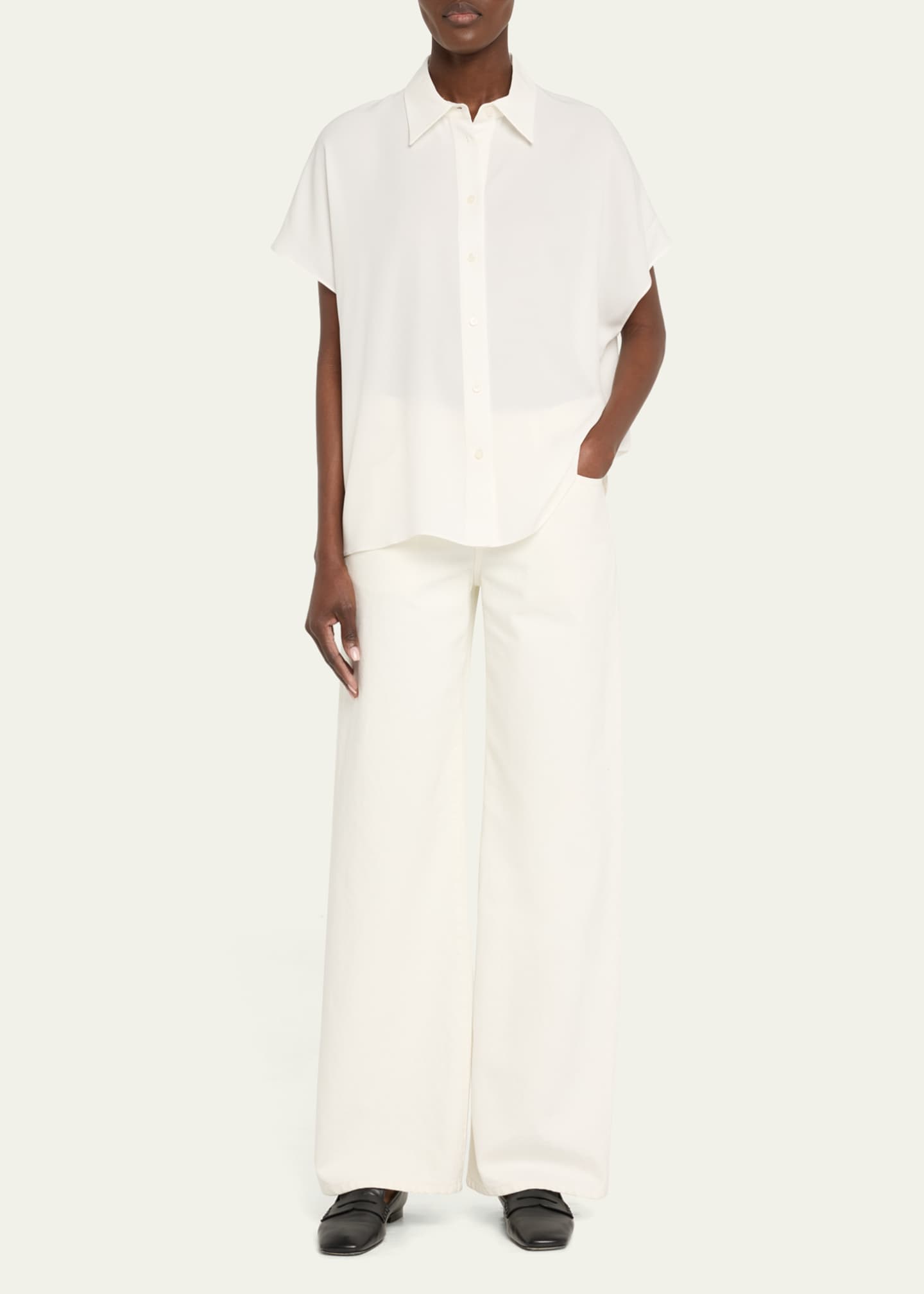 Lafayette 148 New York Silk Georgette Dolman-Sleeve Blouse Image 2 of 5