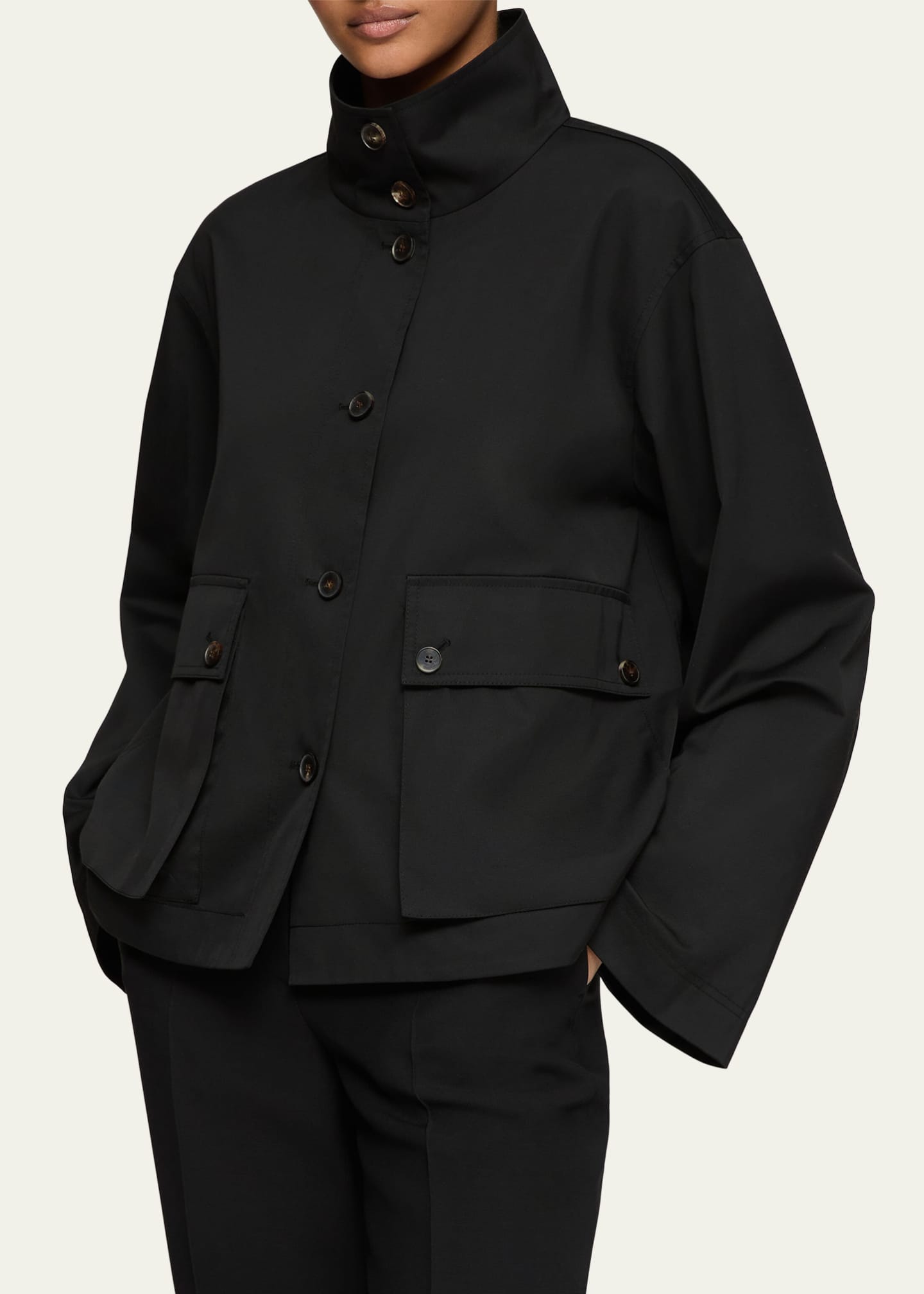 Lafayette 148 New York Button-Down Technical Twill Jacket Image 4 of 5